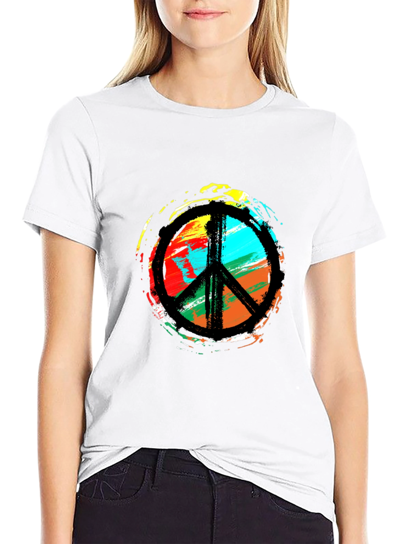Peace Sign Graphic T-Shirt - Vibrant Artistic Design