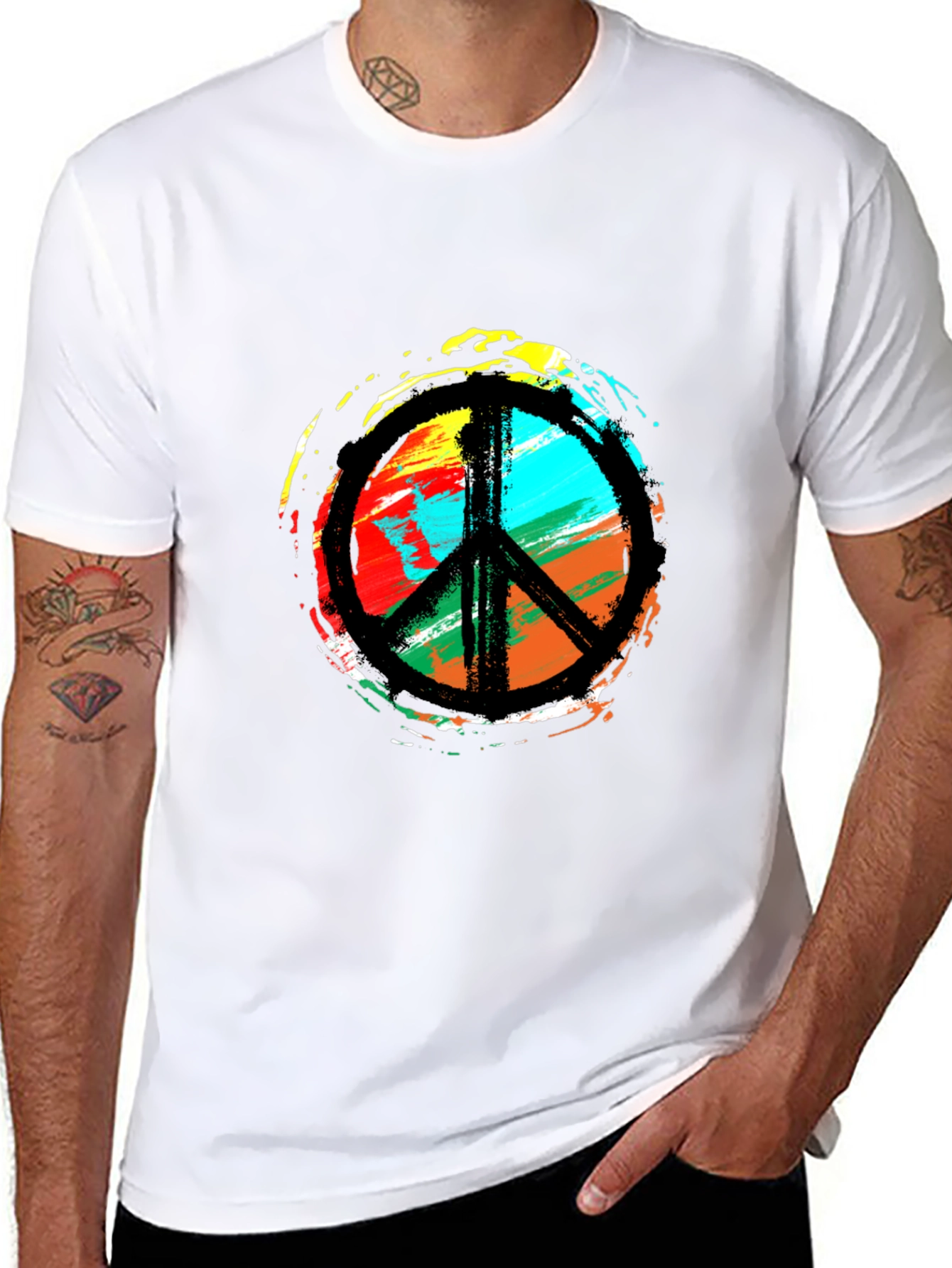 Peace Sign Graphic T-Shirt - Vibrant Artistic Design