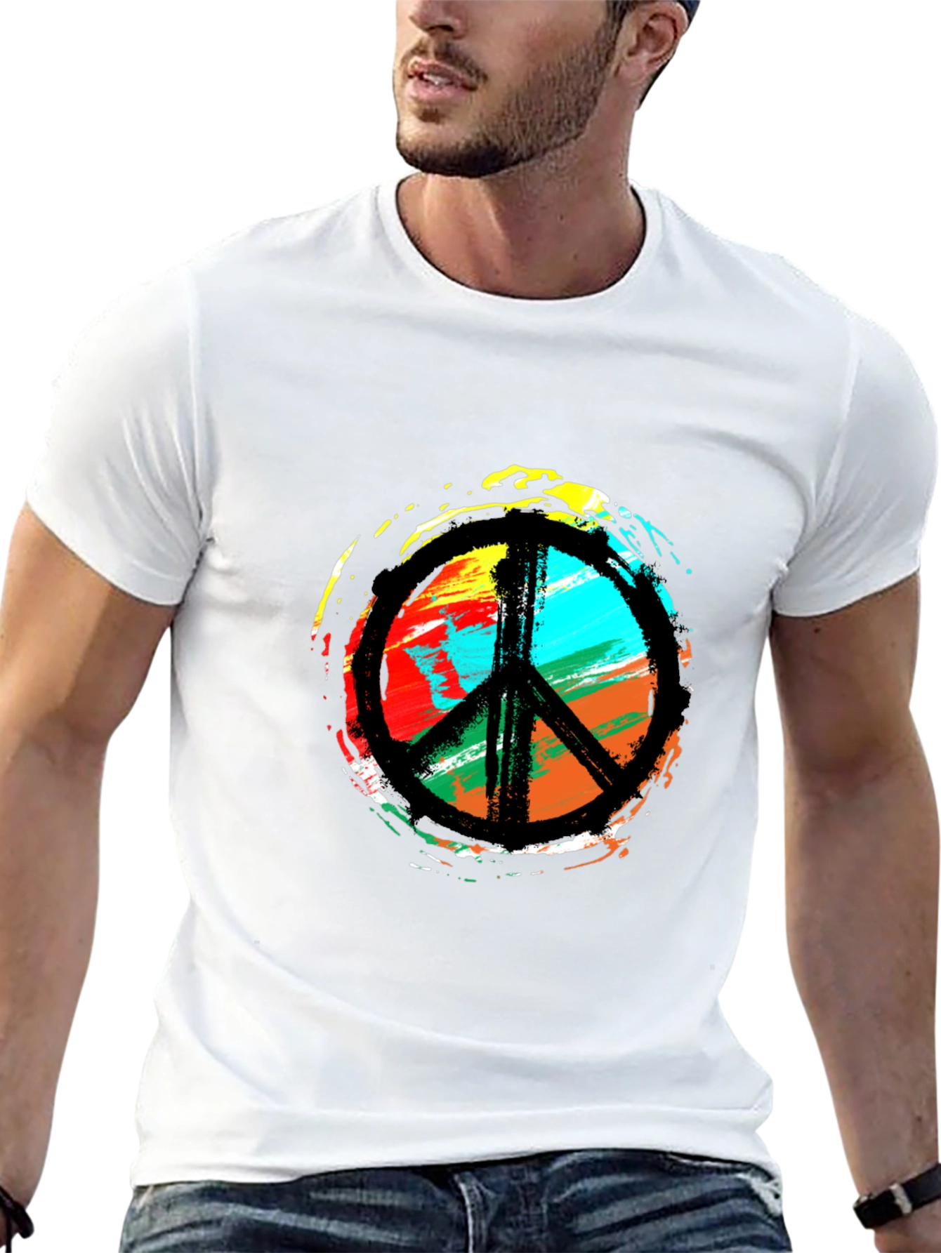 Peace Sign Graphic T-Shirt - Vibrant Artistic Design