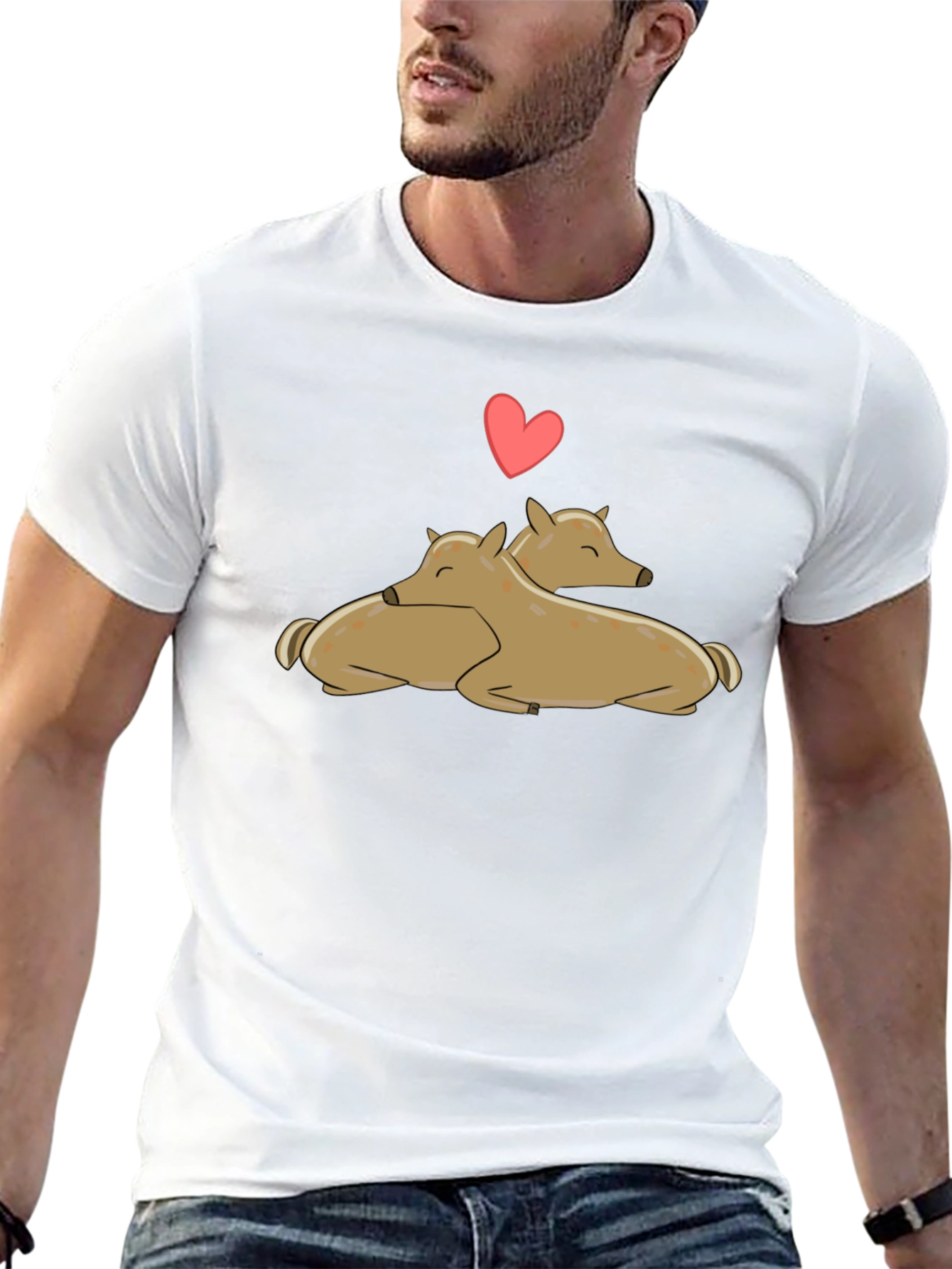 Cute Deer Love Black T-Shirt