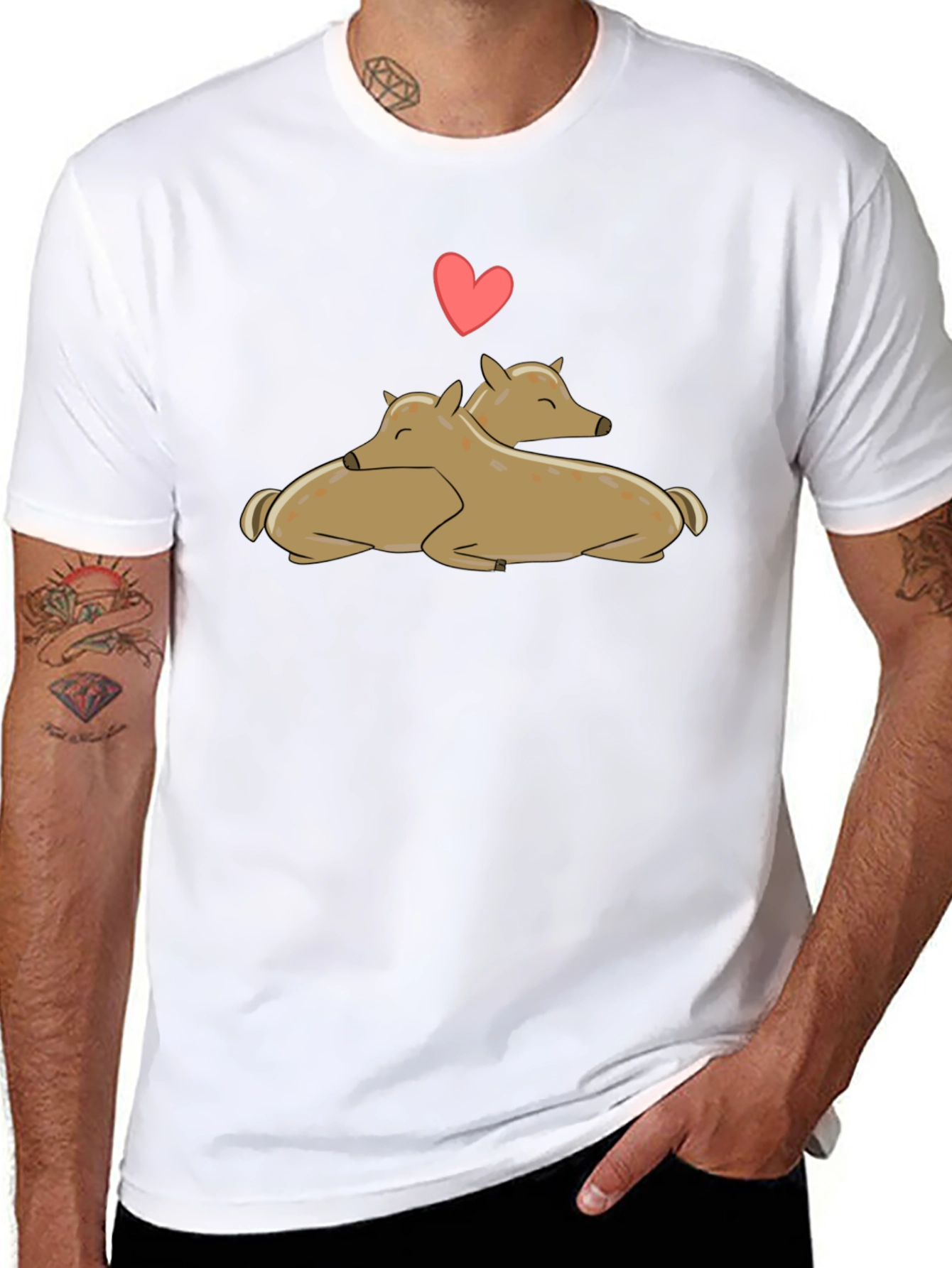 Cute Deer Love Black T-Shirt