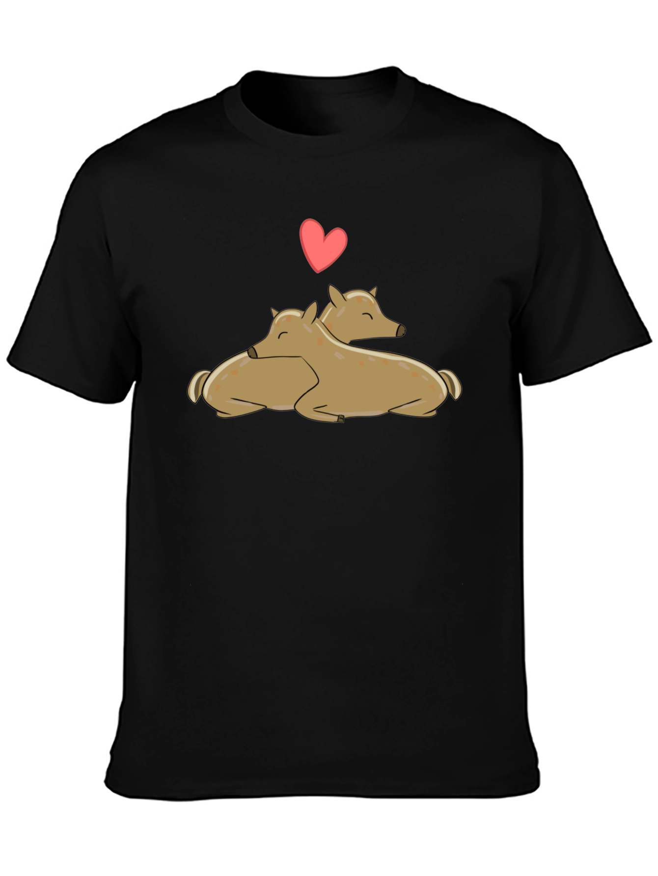 Cute Deer Love Black T-Shirt
