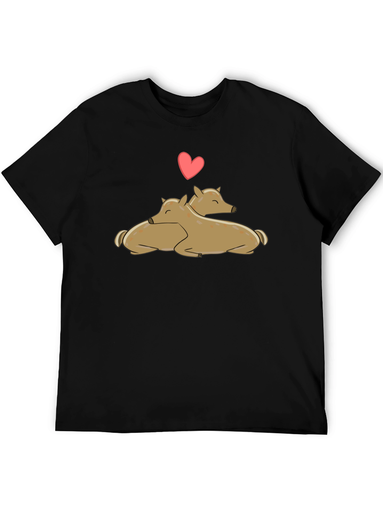 Cute Deer Love Black T-Shirt