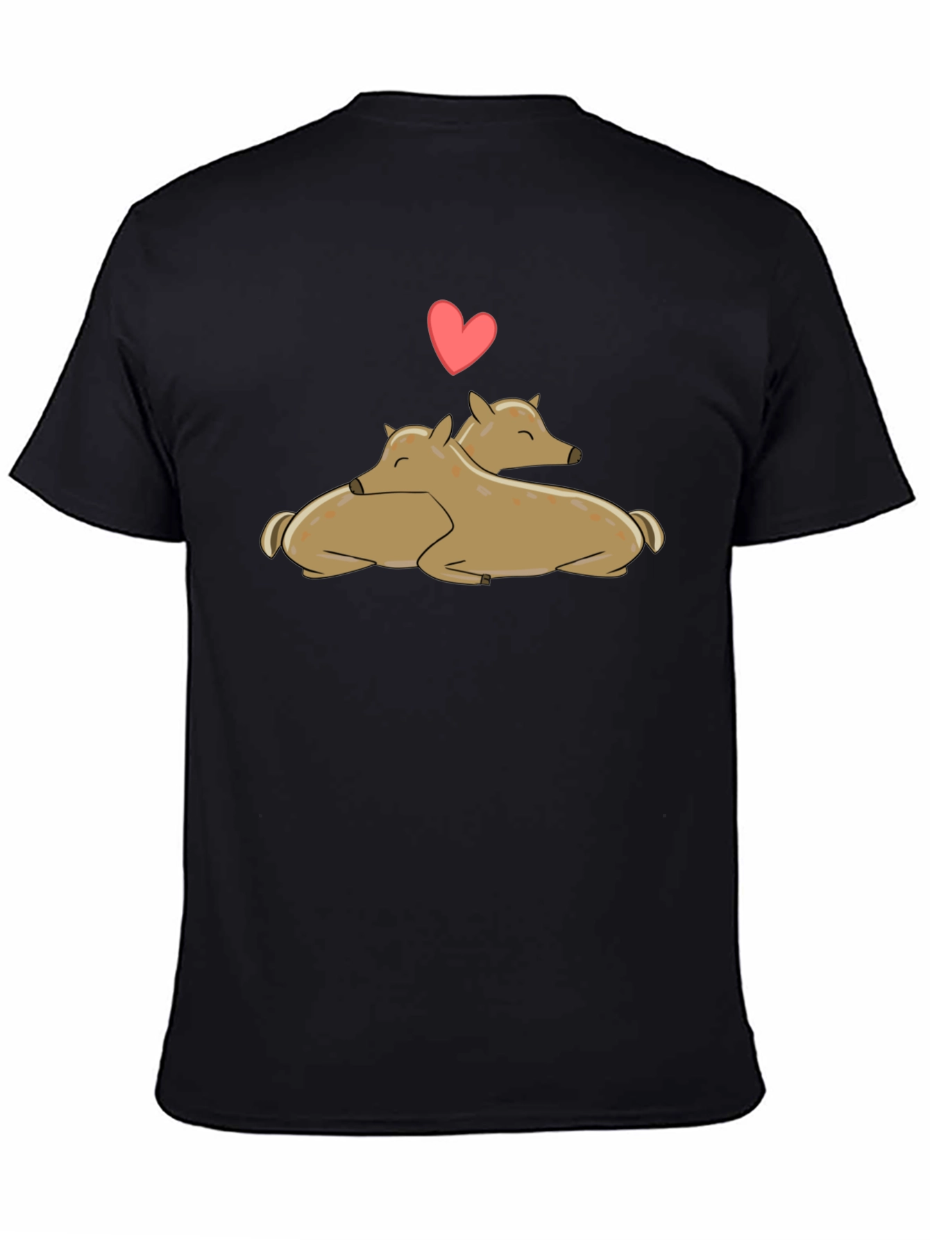 Cute Deer Love Black T-Shirt