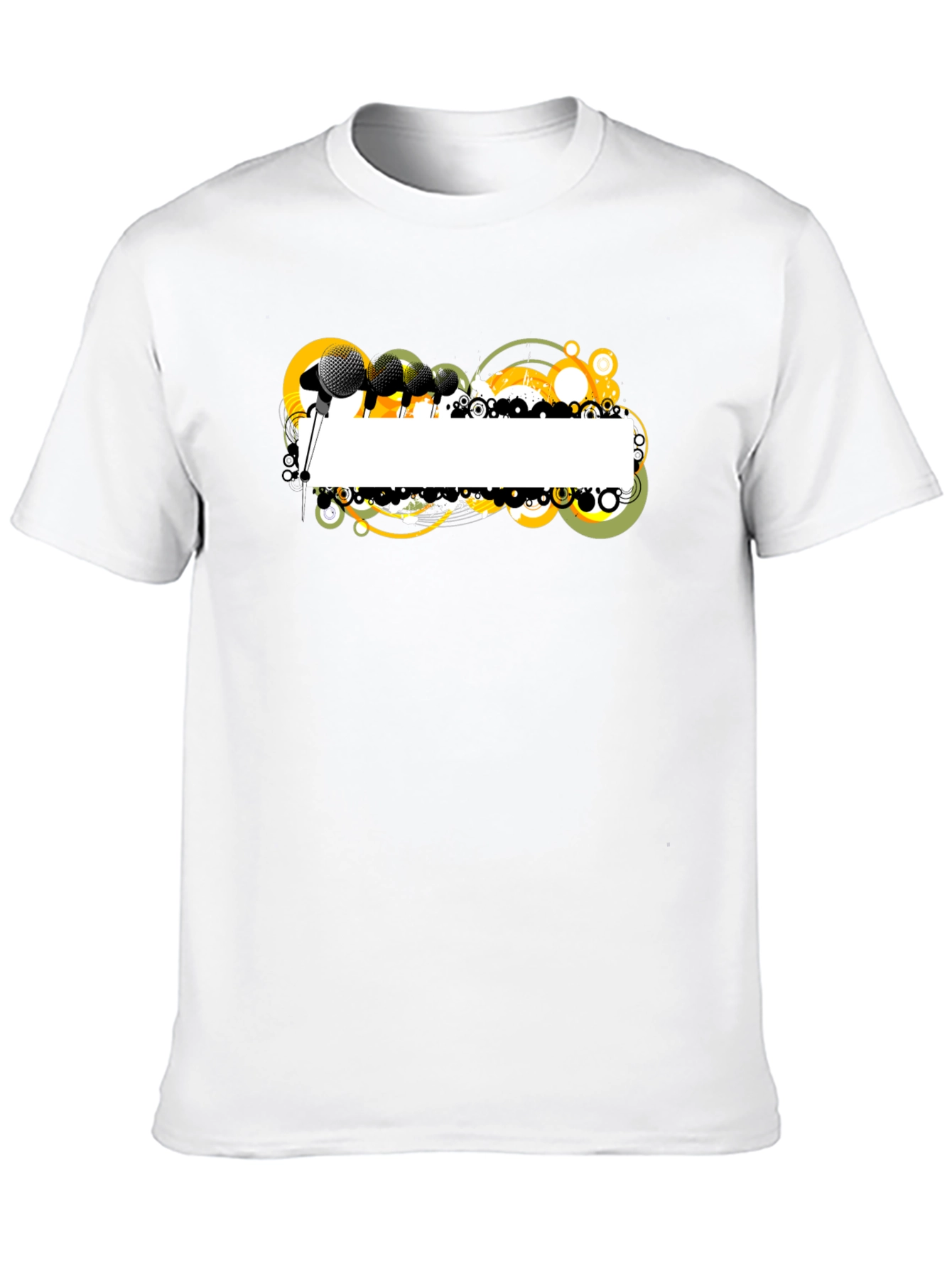 Black Graphic T-Shirt with Microphone Design