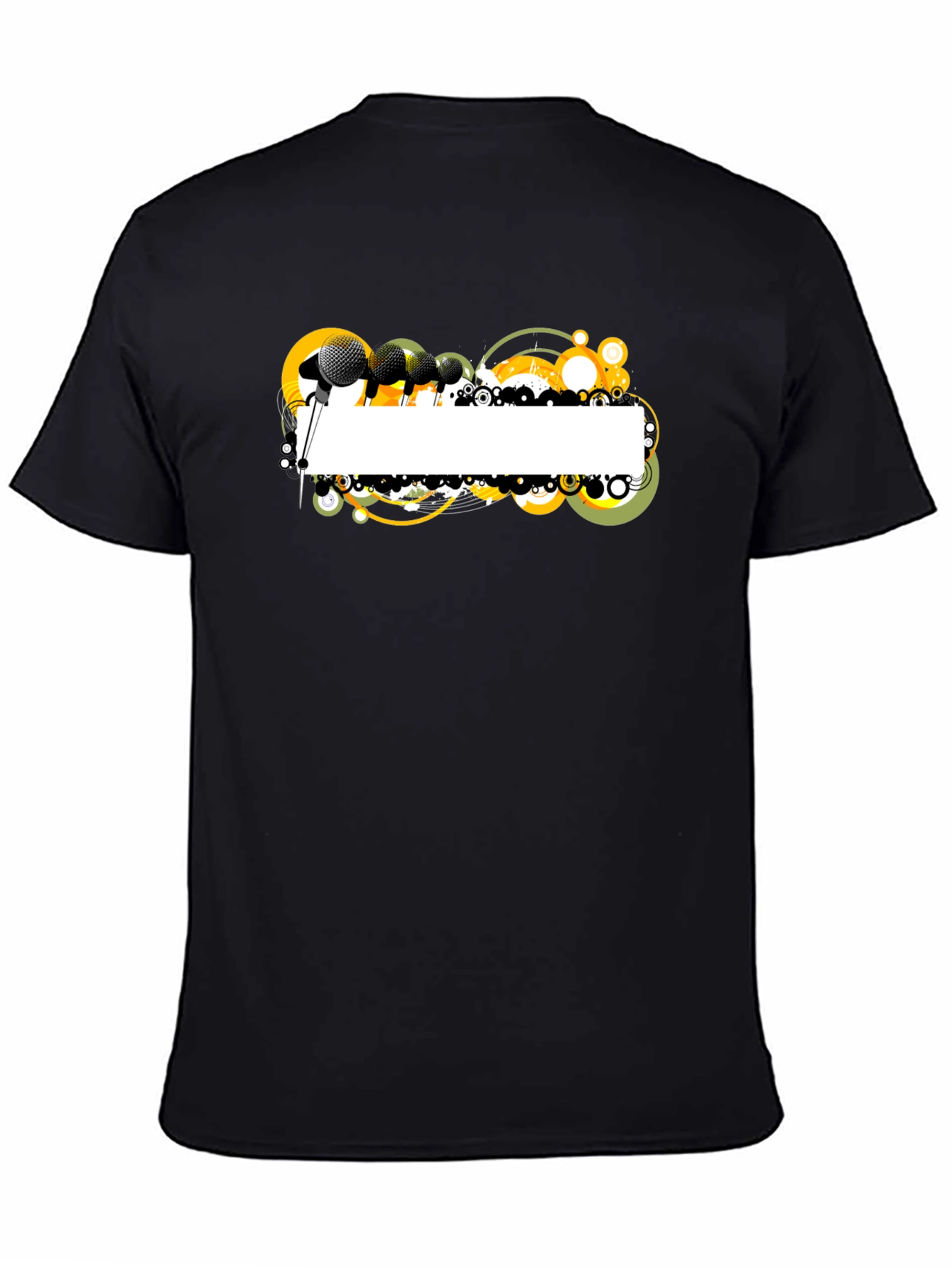 Black Graphic T-Shirt with Microphone Design