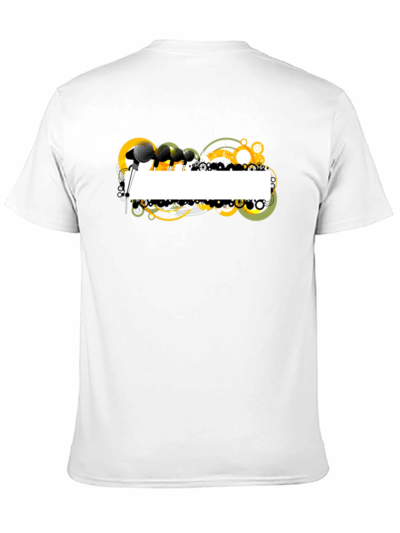 Black Graphic T-Shirt with Microphone Design