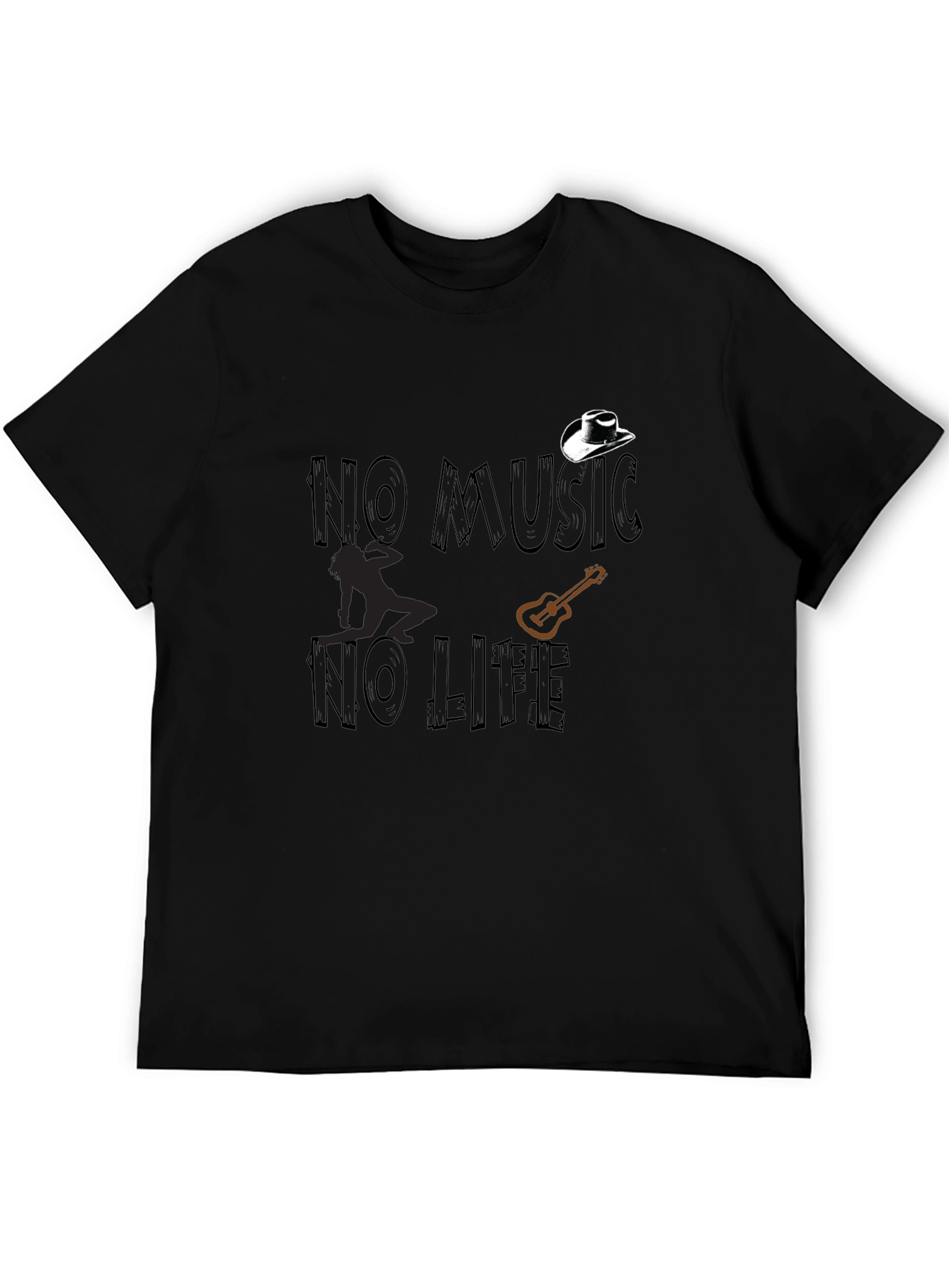 No Music No Life Graphic Tee - Black