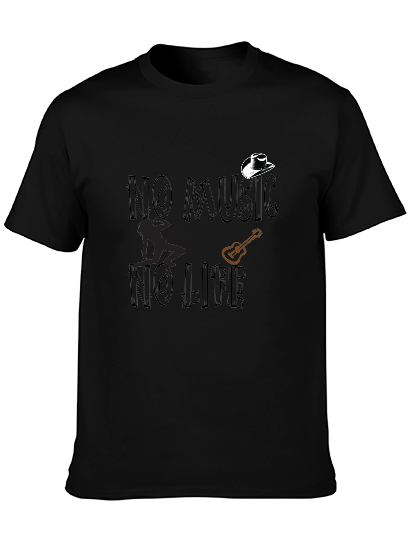 No Music No Life Graphic Tee - Black