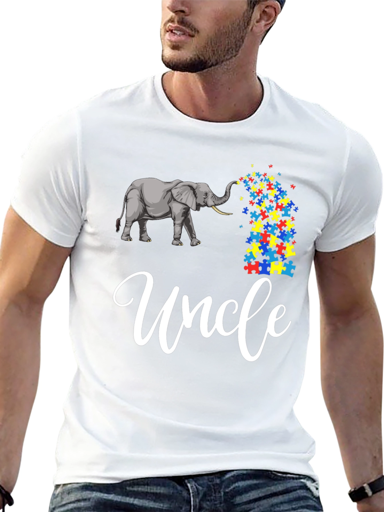Autism Awareness Uncle Elephant T-Shirt