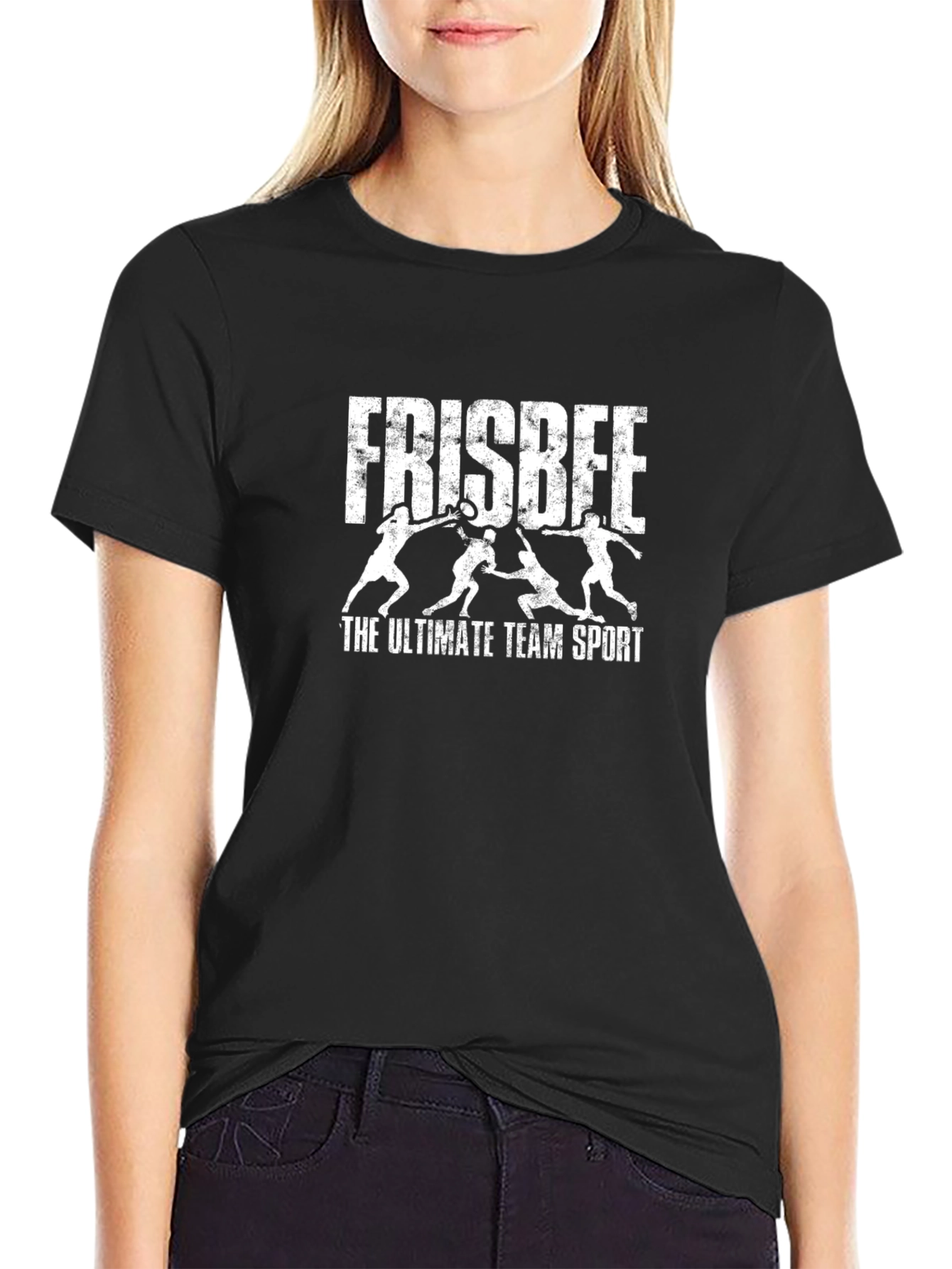 Frisbee Ultimate Team Sport Black T-Shirt