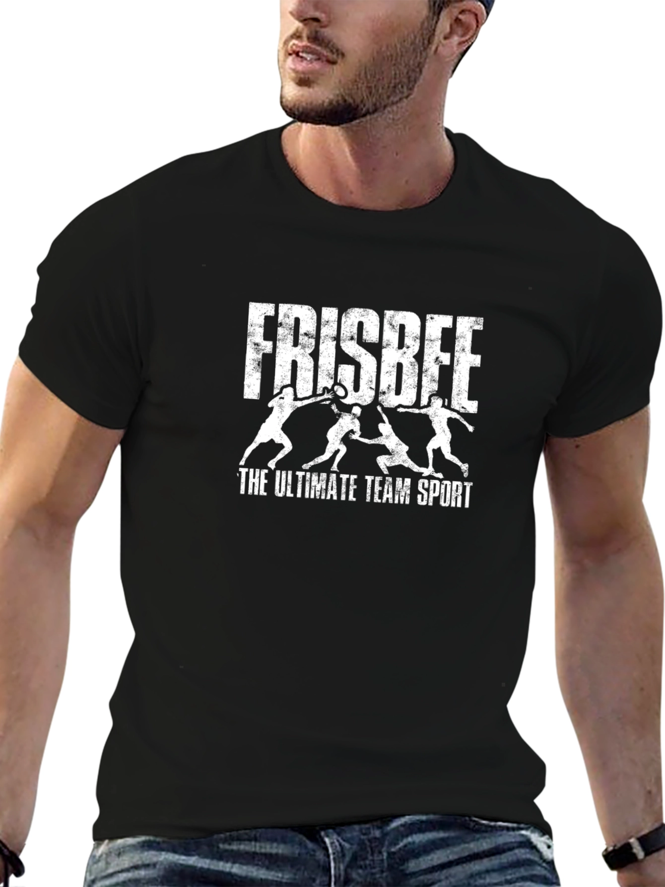 Frisbee Ultimate Team Sport Black T-Shirt