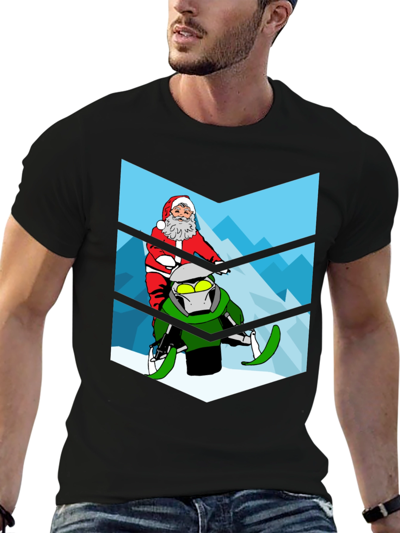 Santa on a Snowmobile Graphic Tee