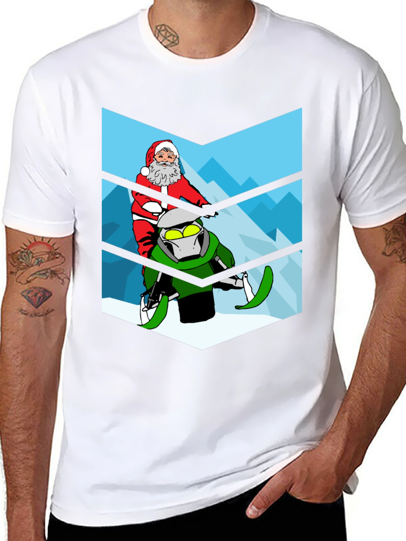 Santa on a Snowmobile Graphic Tee