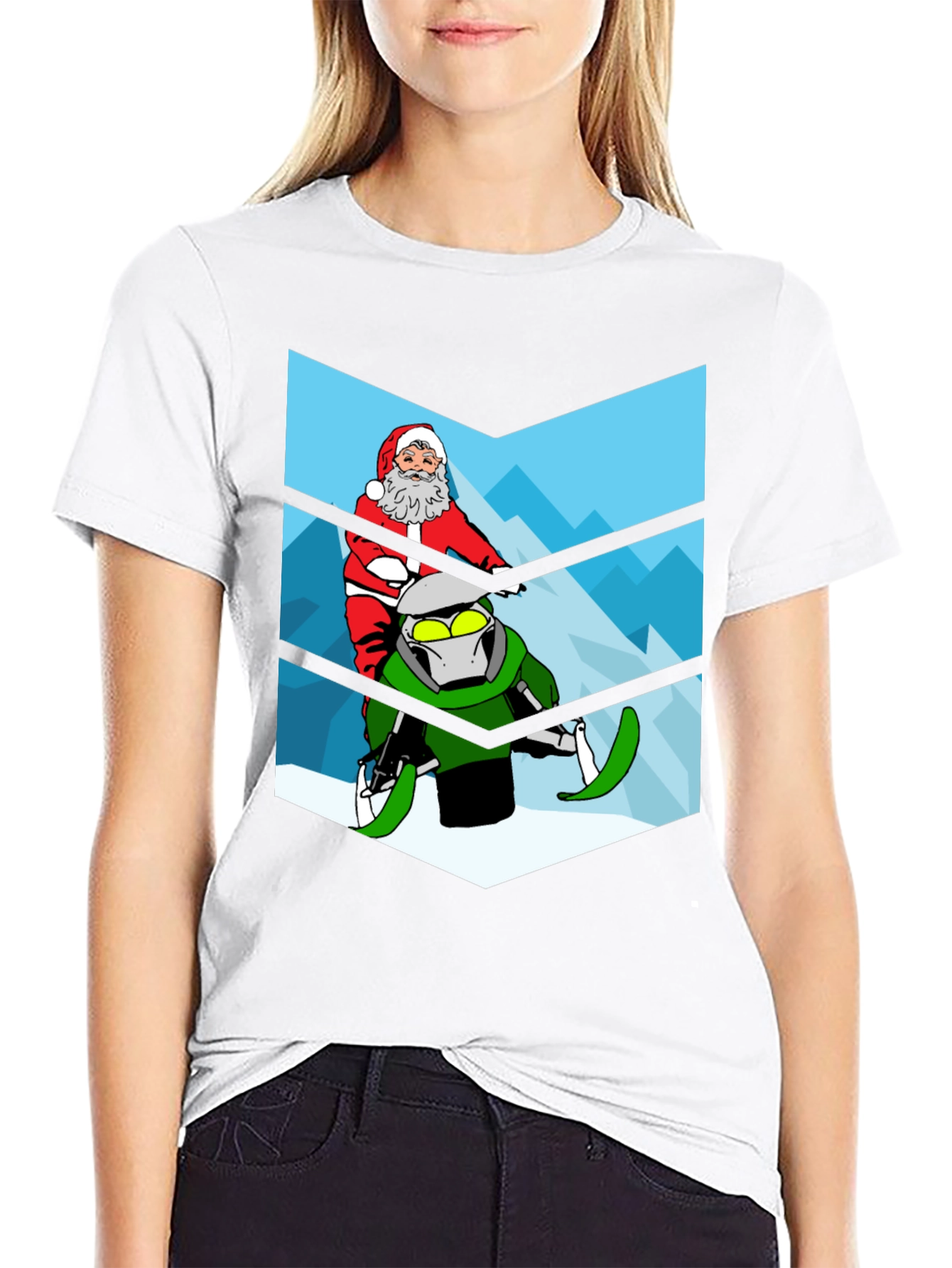 Santa on a Snowmobile Graphic Tee