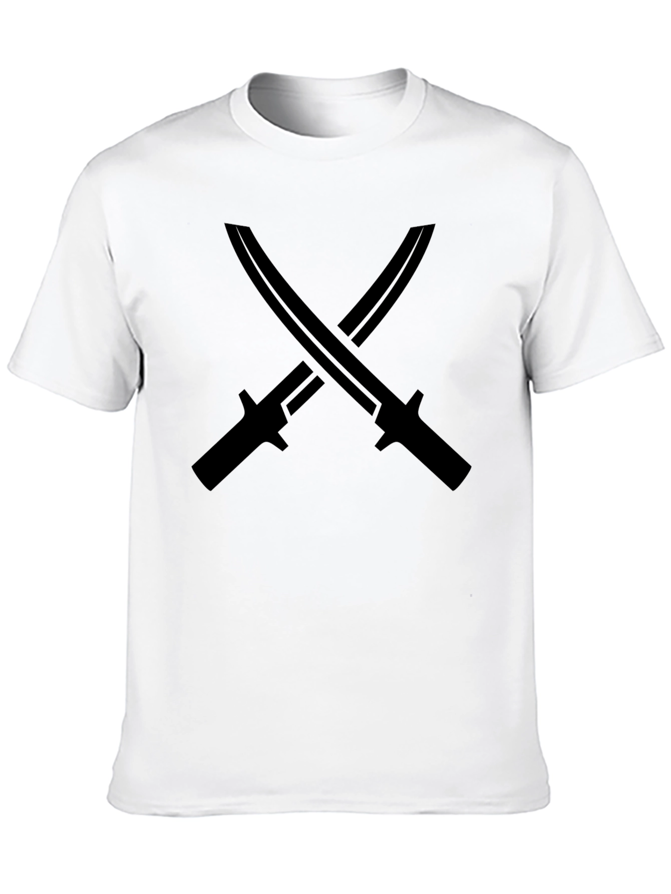 Edgy Black T-Shirt with Crossed Sword Design