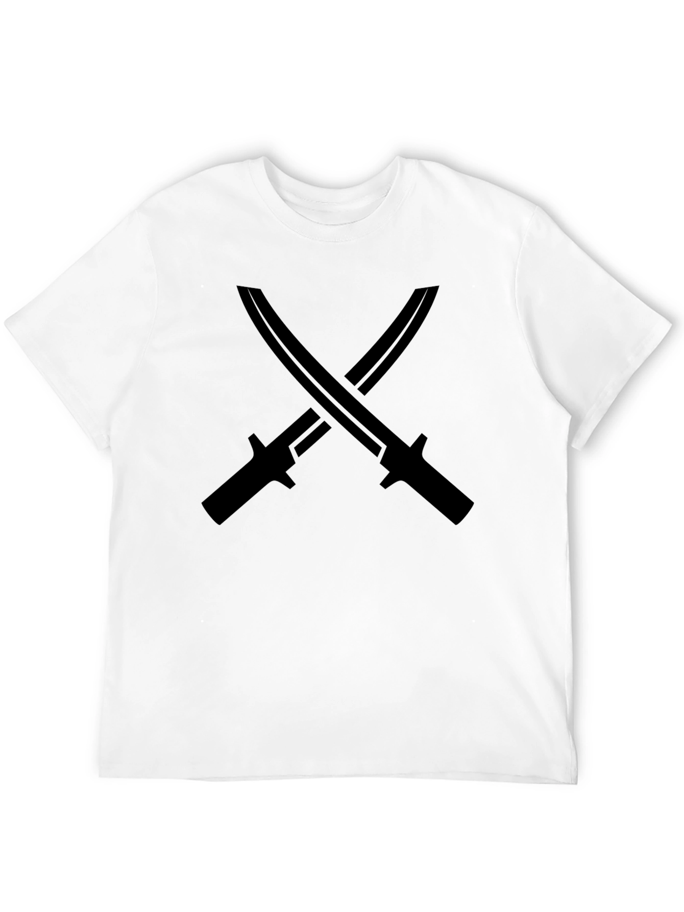 Edgy Black T-Shirt with Crossed Sword Design