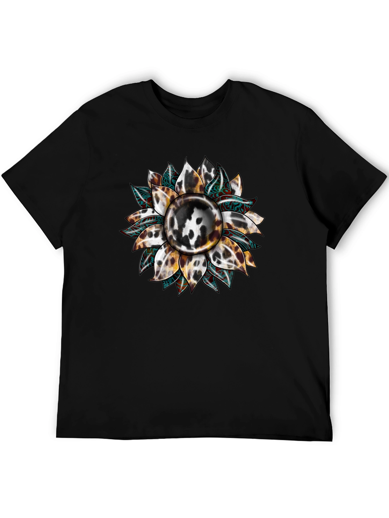 Cow Print Sunflower Graphic Tee