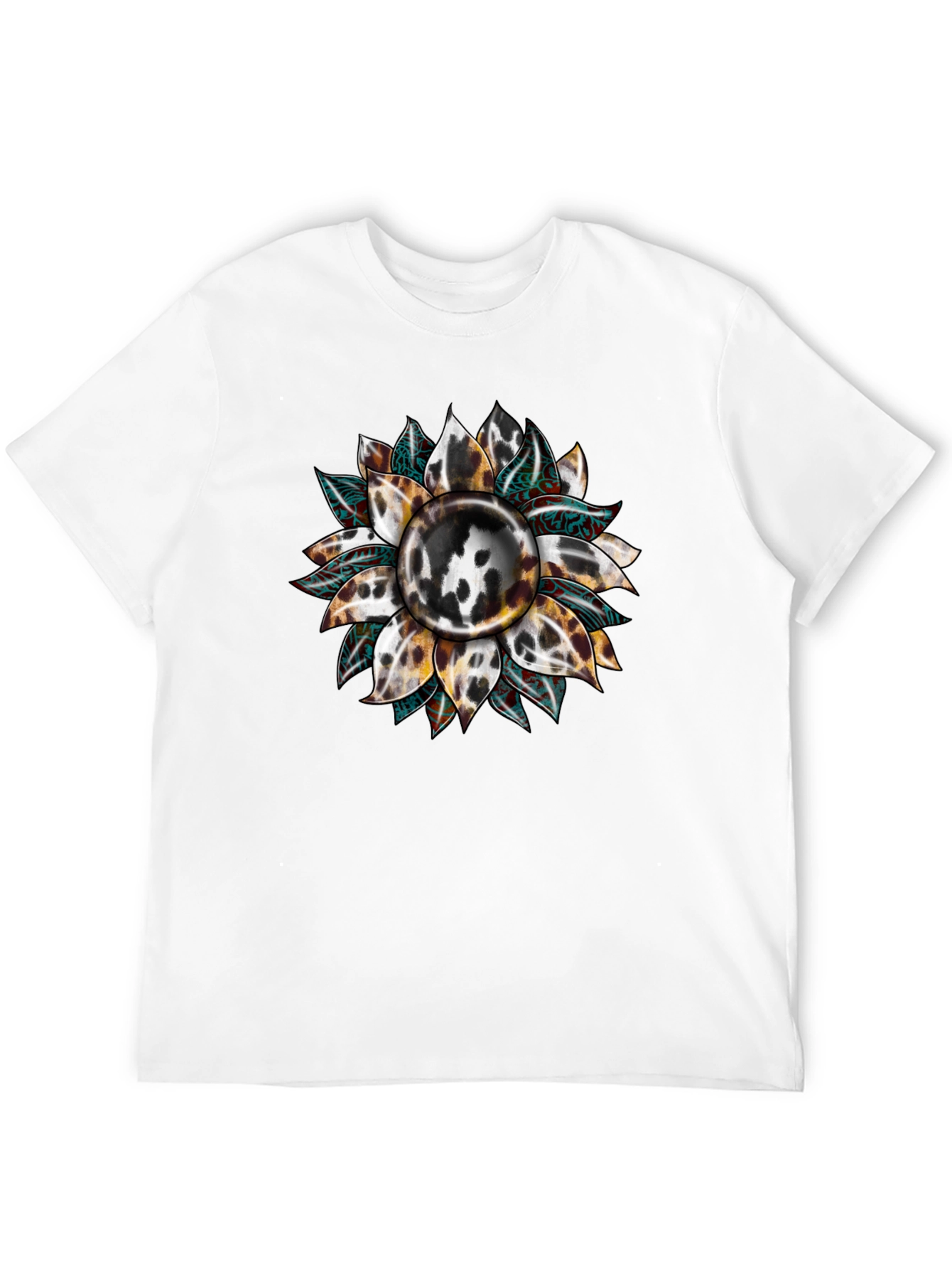 Cow Print Sunflower Graphic Tee
