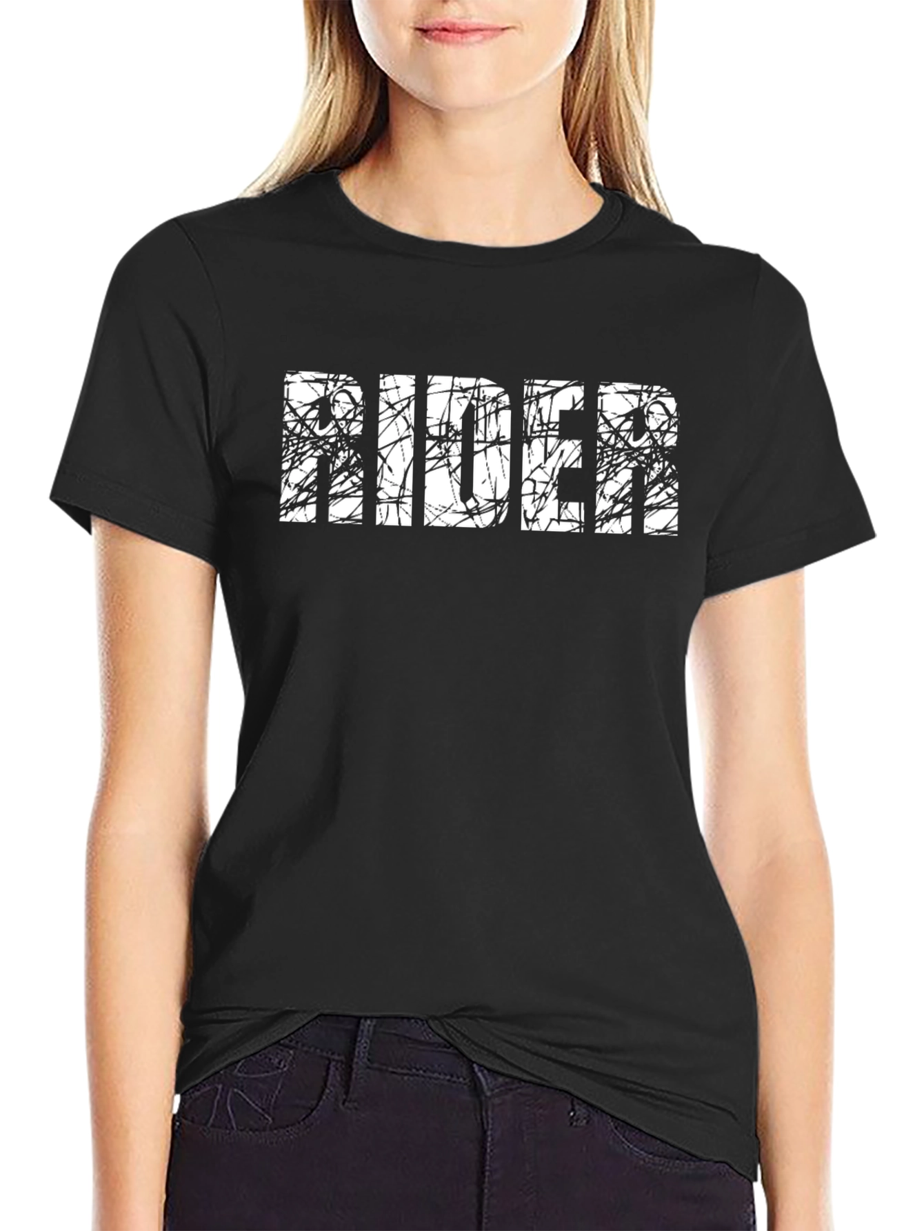 Rider Graphic Tee - Black Cotton T-Shirt