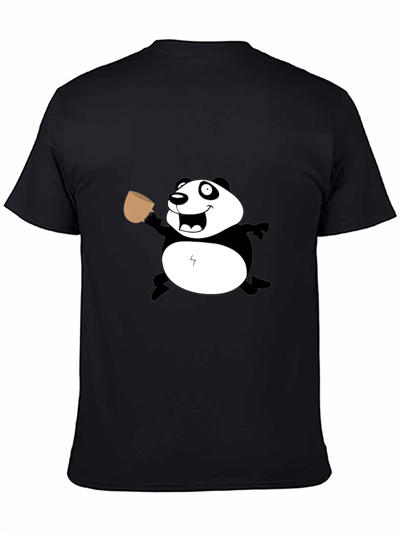 Funny Panda Coffee T-Shirt - Casual Black Tee