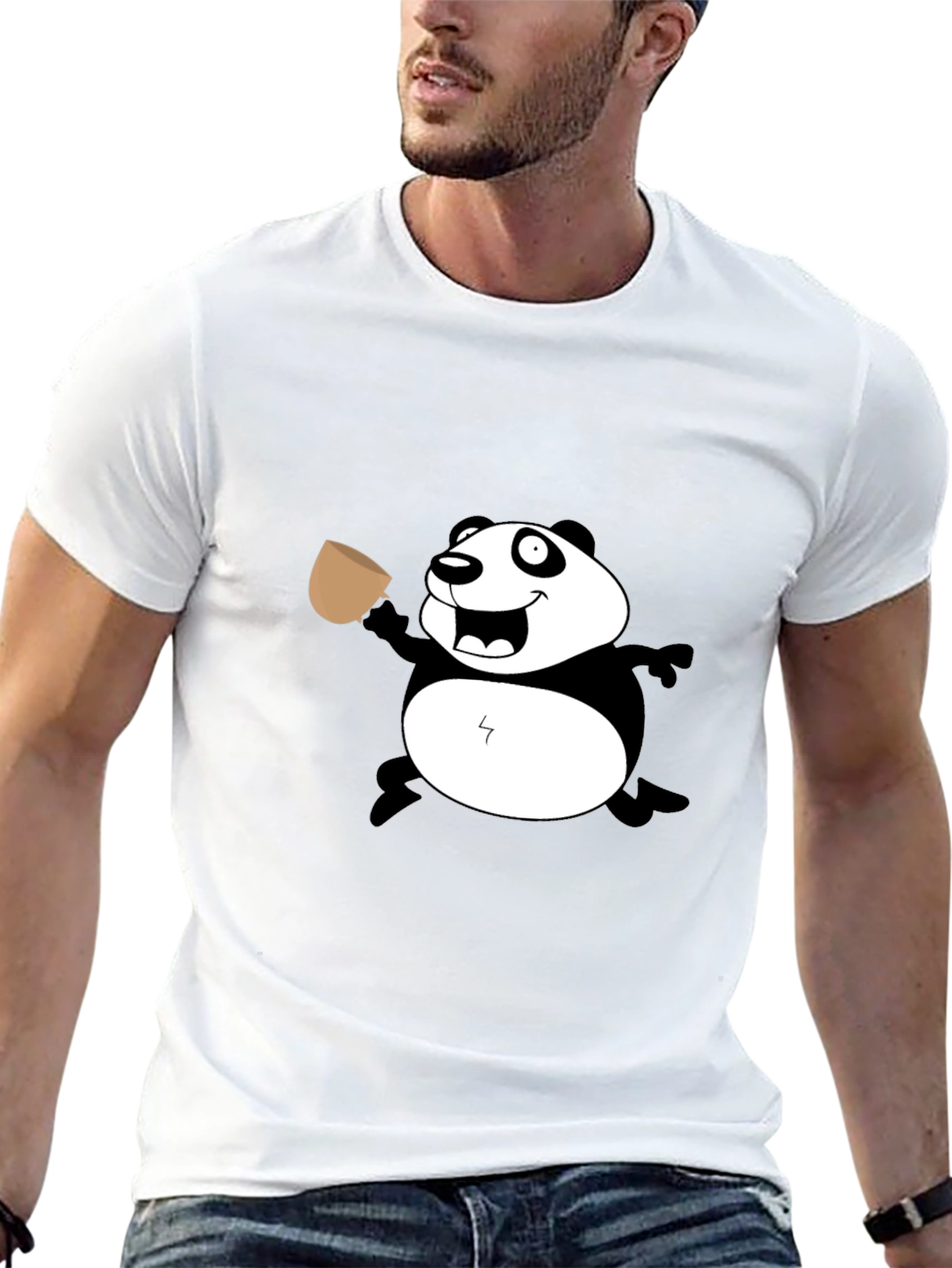 Funny Panda Coffee T-Shirt - Casual Black Tee