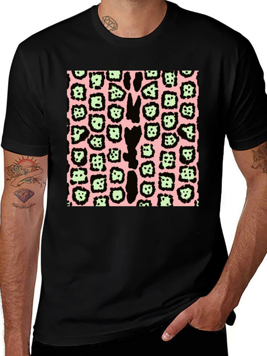 Animal Print T-Shirt - Black Pink & Green