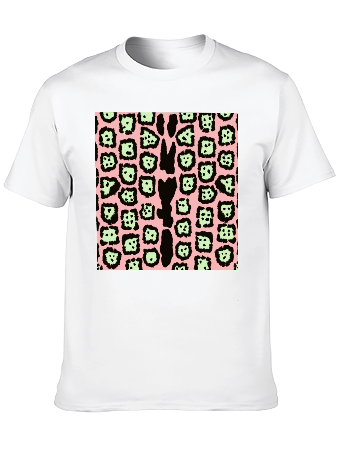Animal Print T-Shirt - Black Pink & Green
