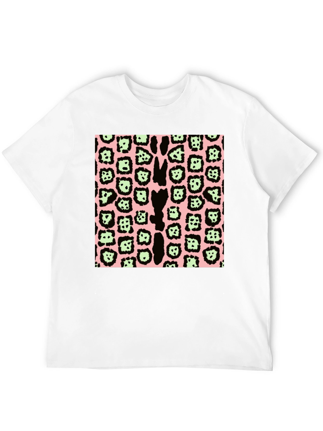 Animal Print T-Shirt - Black Pink & Green
