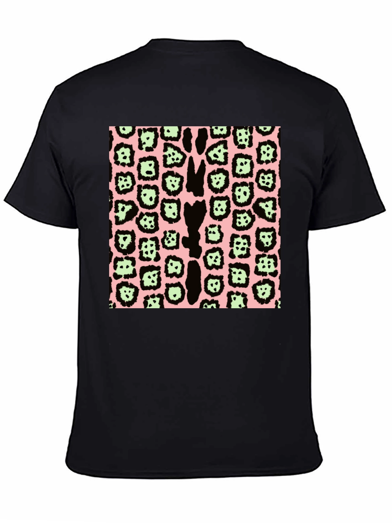 Animal Print T-Shirt - Black Pink & Green
