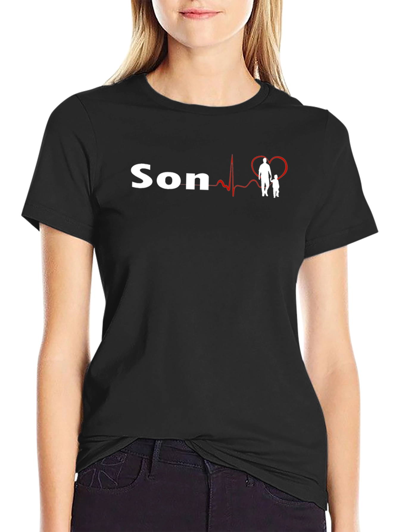 Father and Son Heartbeat Graphic Tee