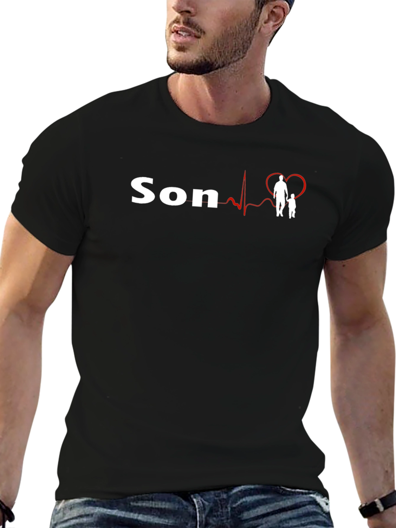 Father and Son Heartbeat Graphic Tee