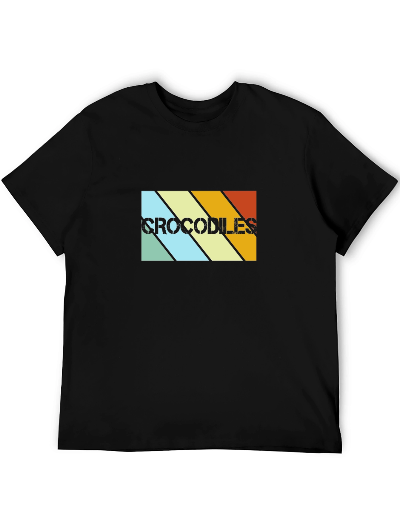 Retro Crocodiles Graphic Tee - Black Cotton T-Shirt