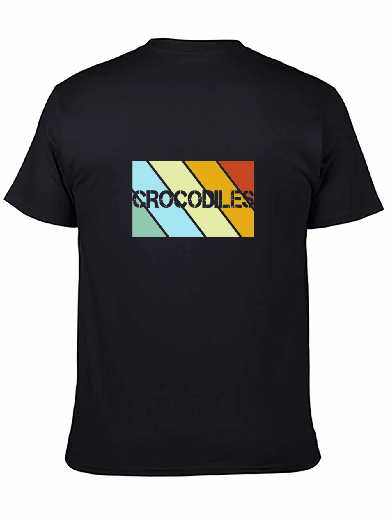 Retro Crocodiles Graphic Tee - Black Cotton T-Shirt