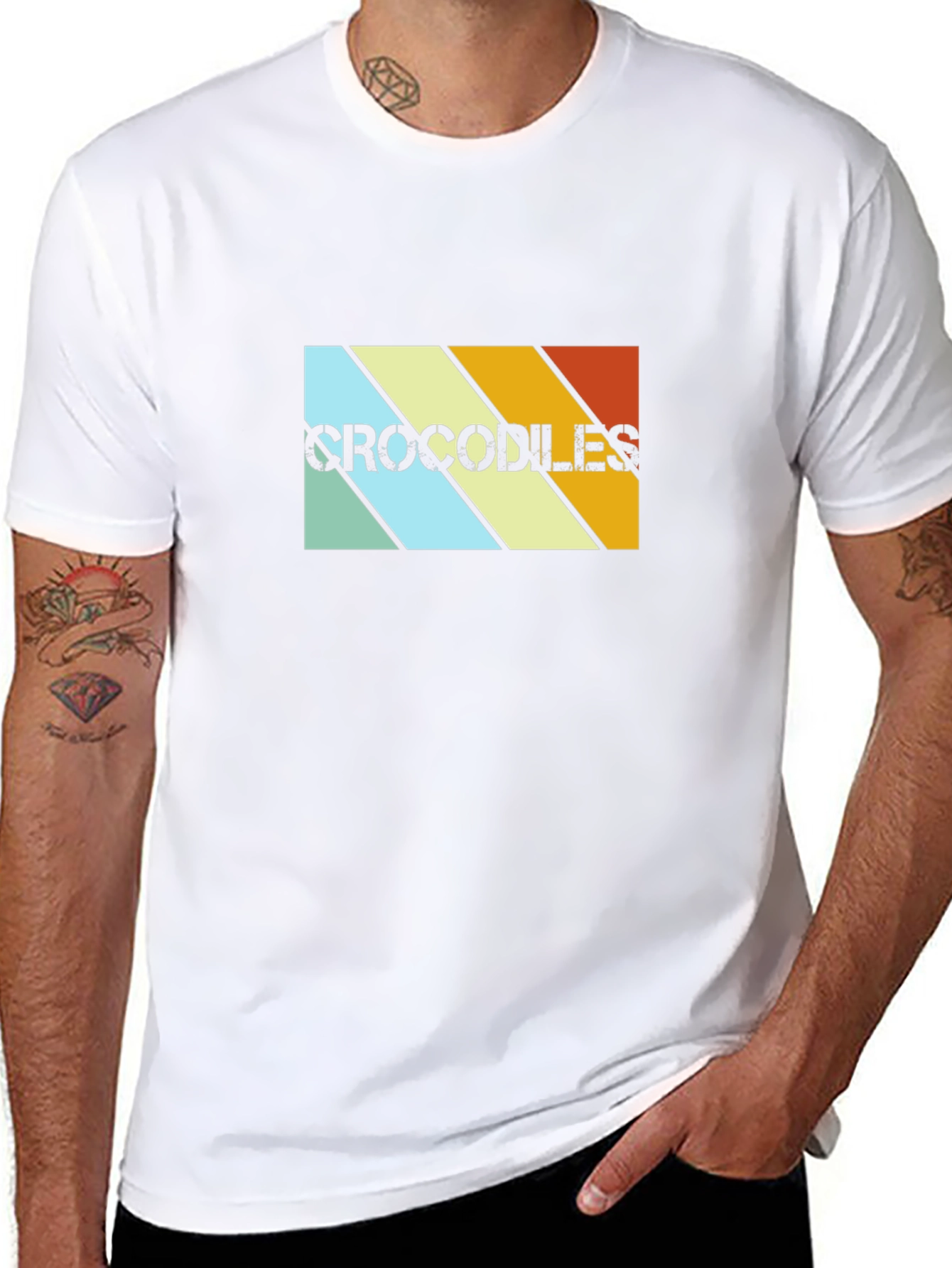 Retro Crocodiles Graphic Tee - Black Cotton T-Shirt