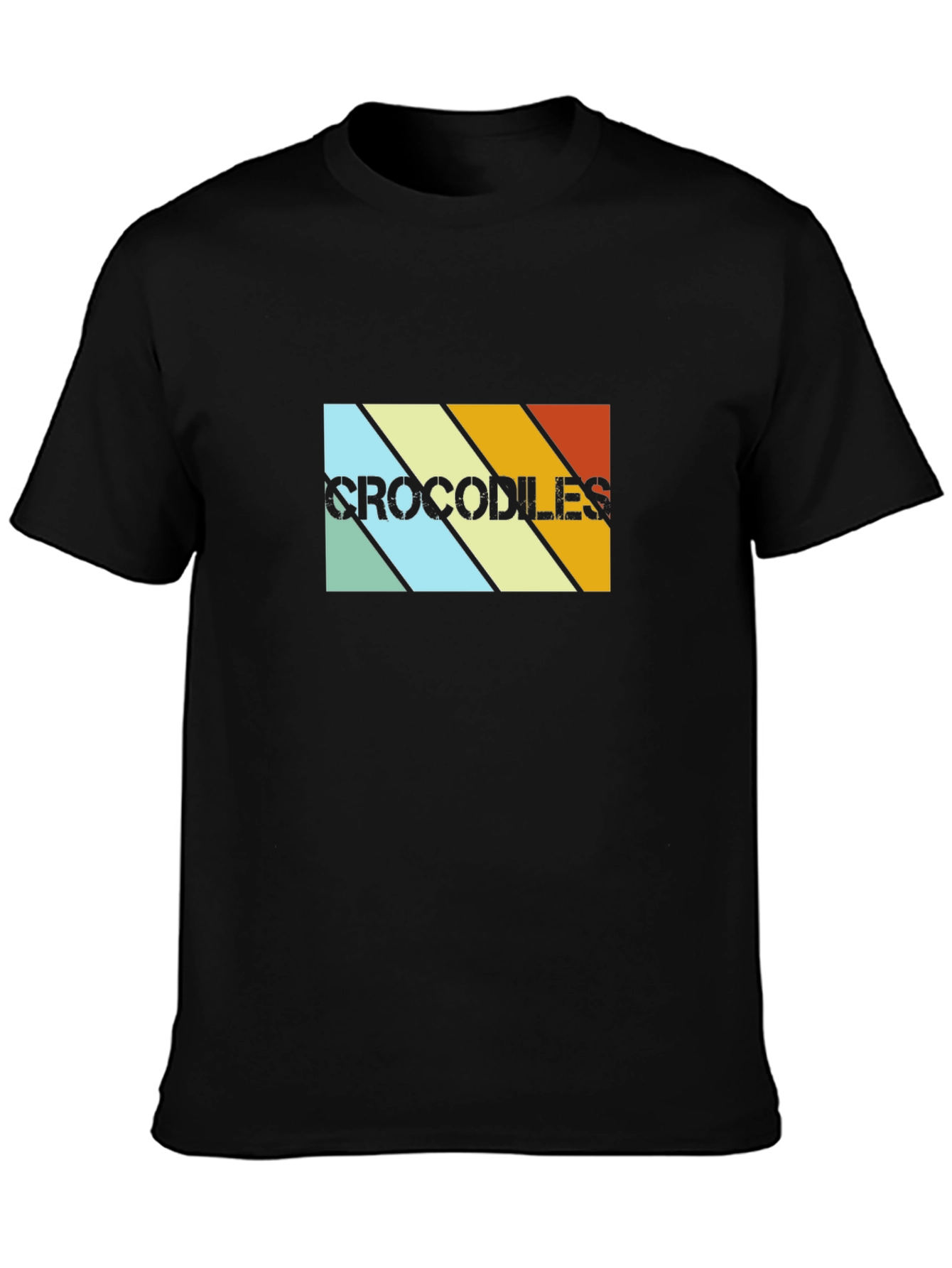 Retro Crocodiles Graphic Tee - Black Cotton T-Shirt