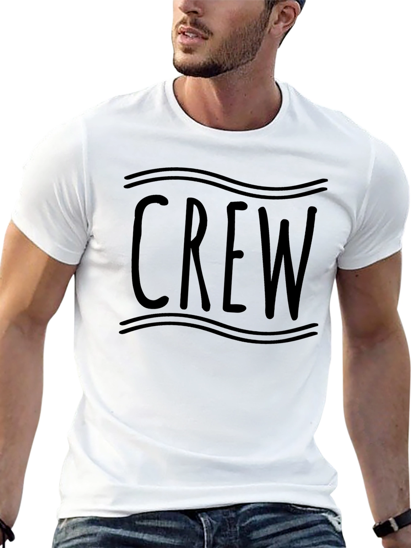 Mens Black Crew Neck Graphic Tee