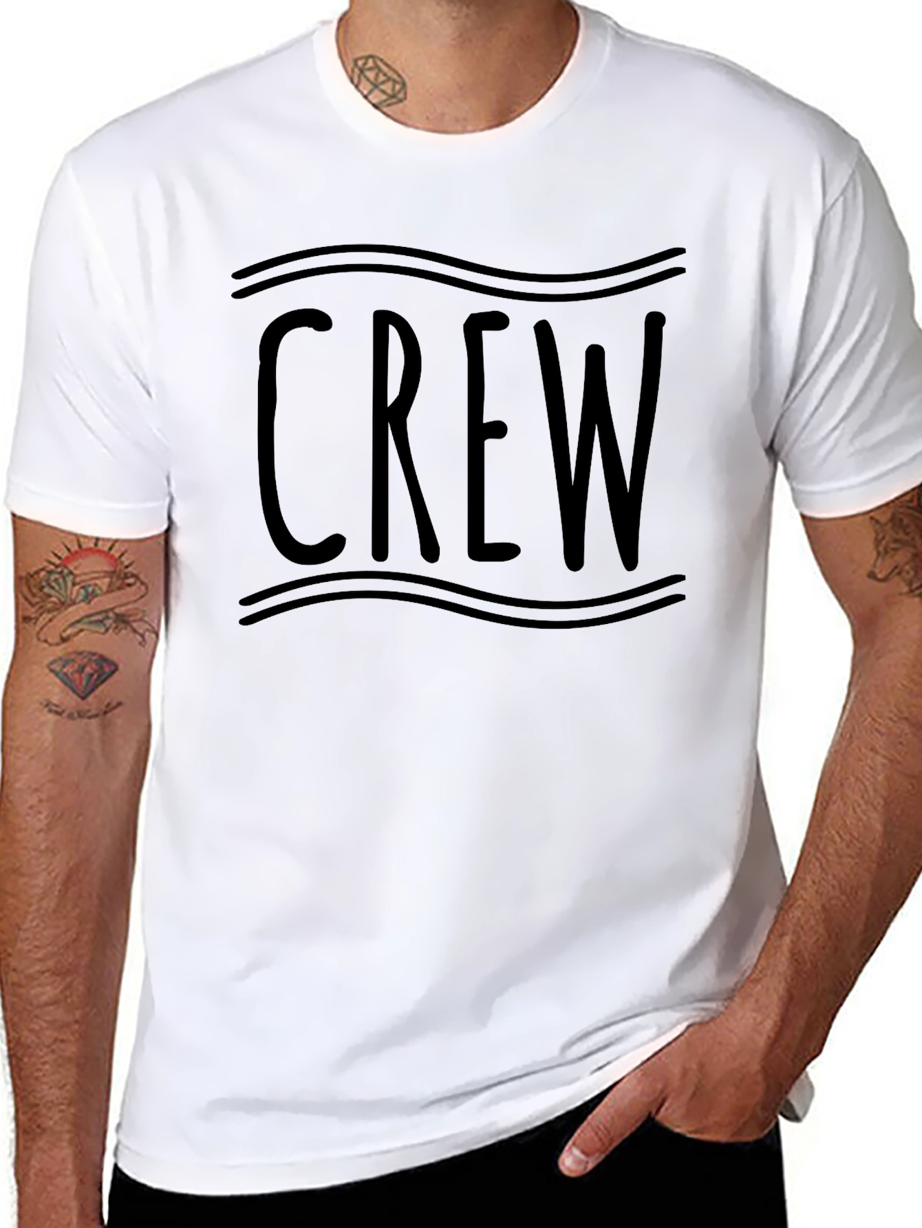 Mens Black Crew Neck Graphic Tee