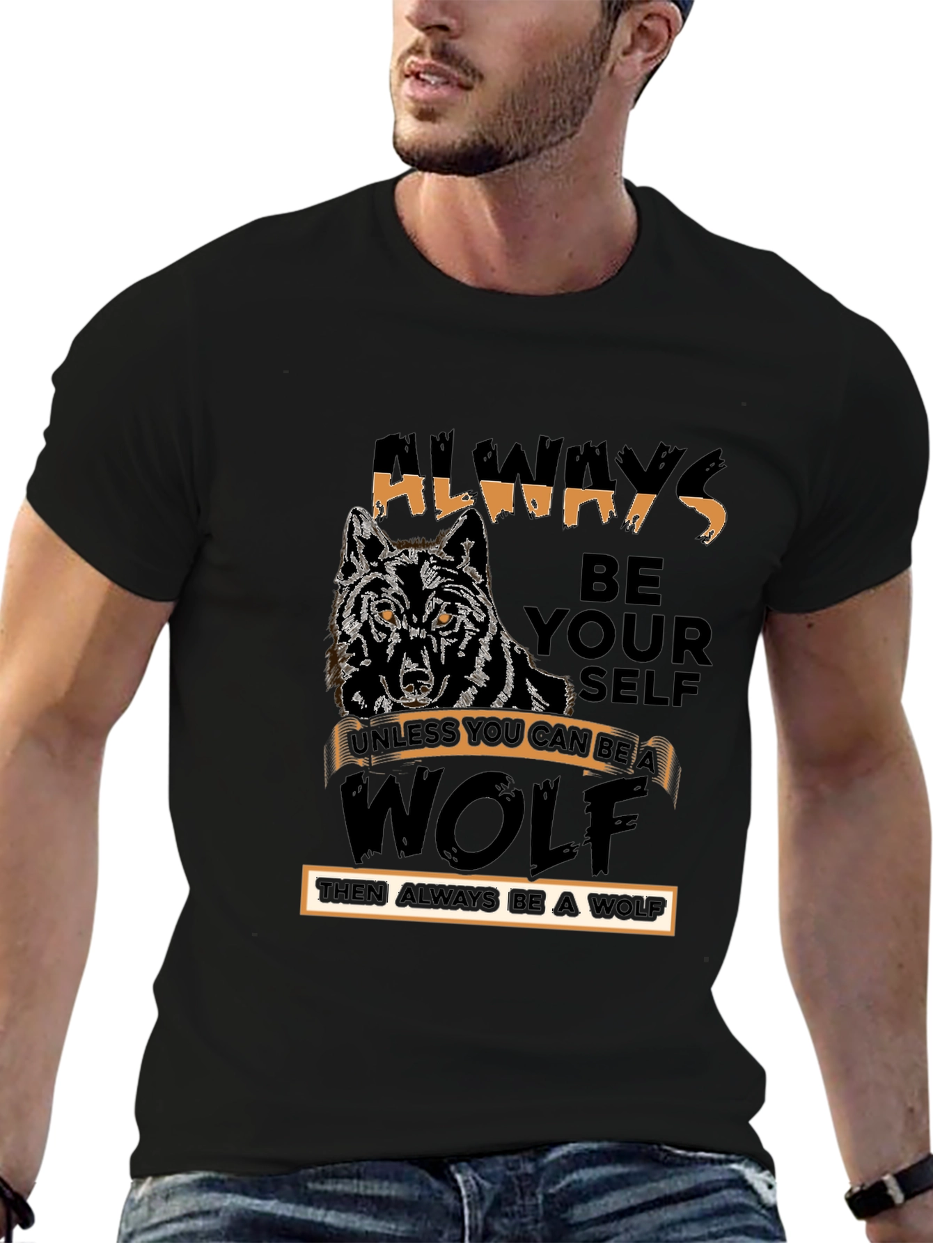 Always Be Yourself Wolf T-Shirt - Black
