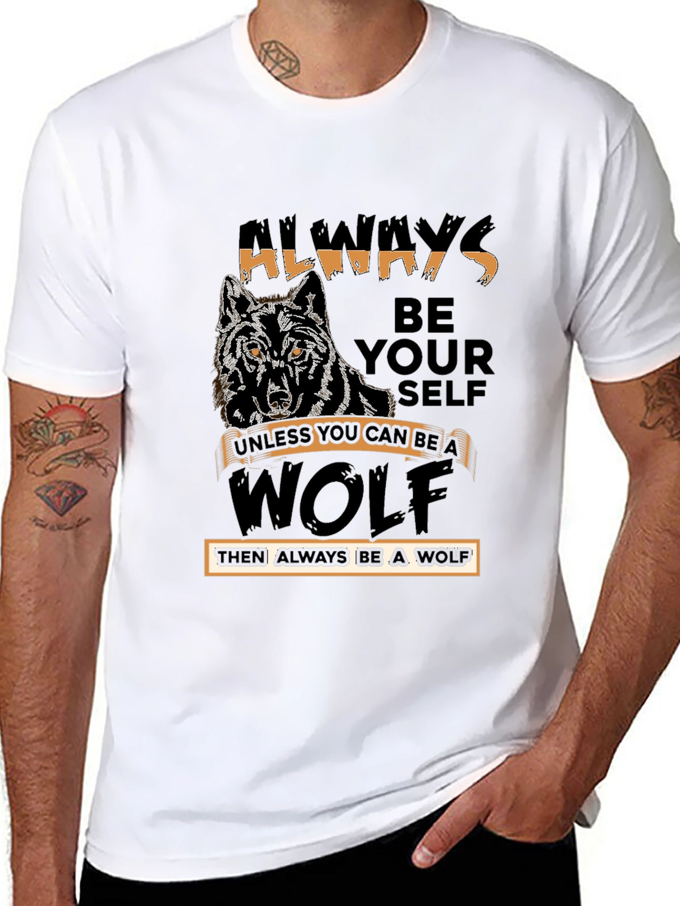 Always Be Yourself Wolf T-Shirt - Black