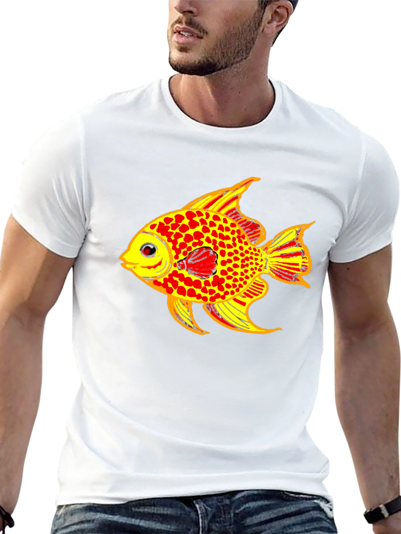Fish Graphic Tee - Black Casual T-Shirt