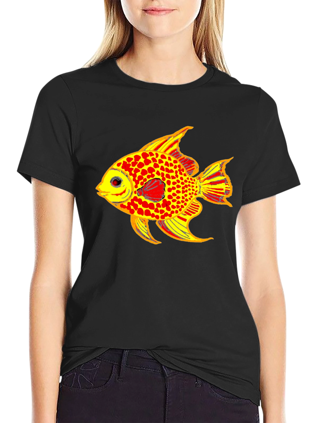 Fish Graphic Tee - Black Casual T-Shirt