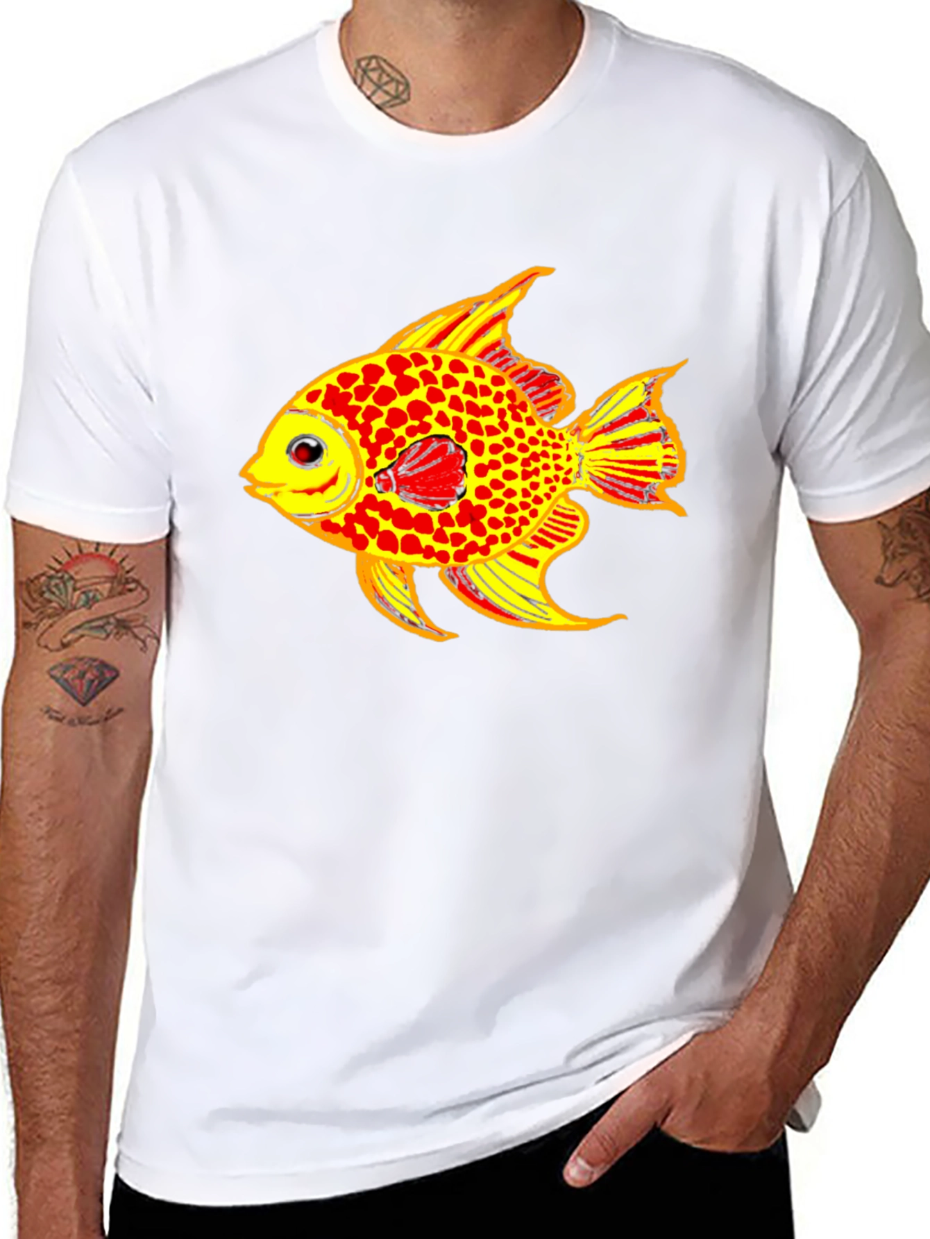 Fish Graphic Tee - Black Casual T-Shirt
