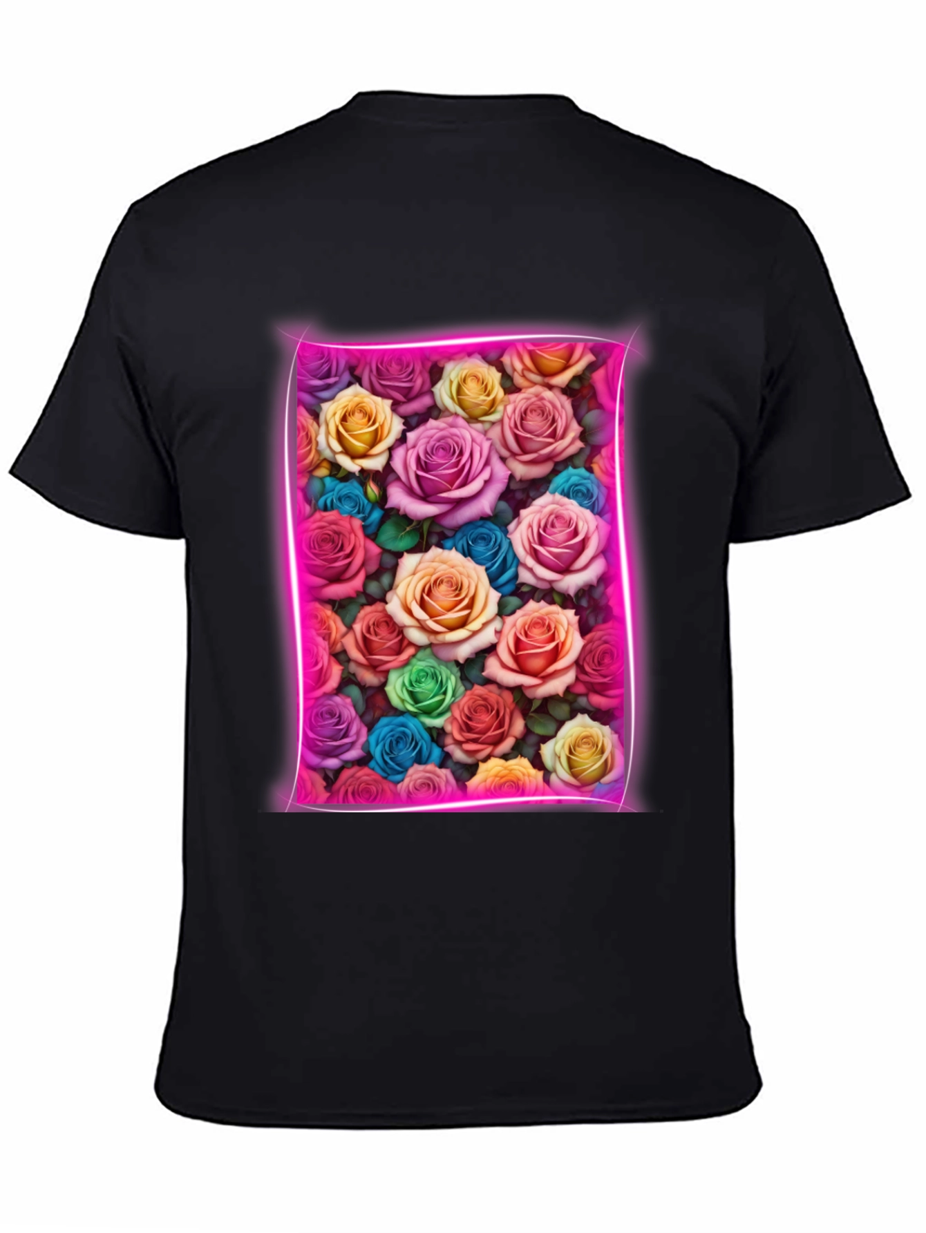 Floral Neon Rose T-Shirt - Trendy Graphic Tee