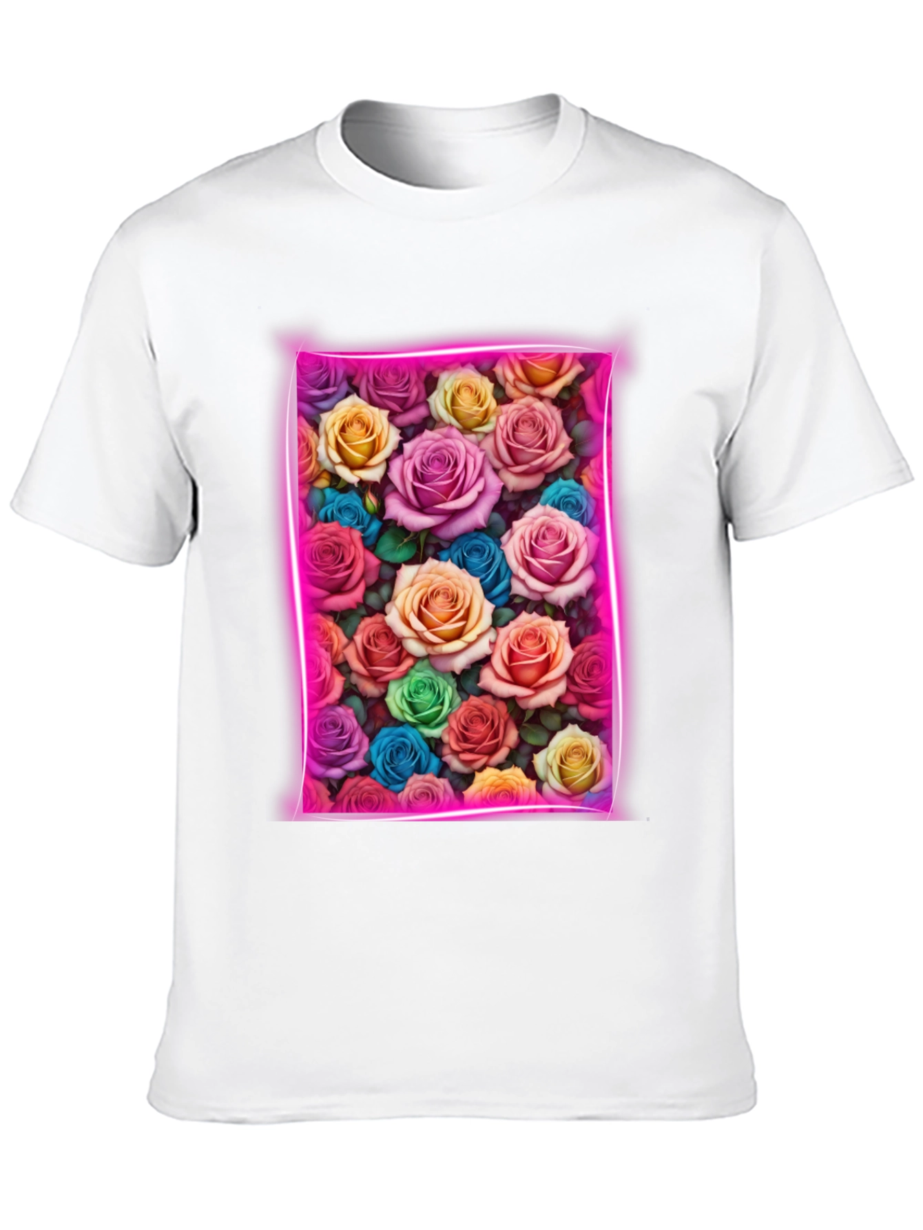 Floral Neon Rose T-Shirt - Trendy Graphic Tee