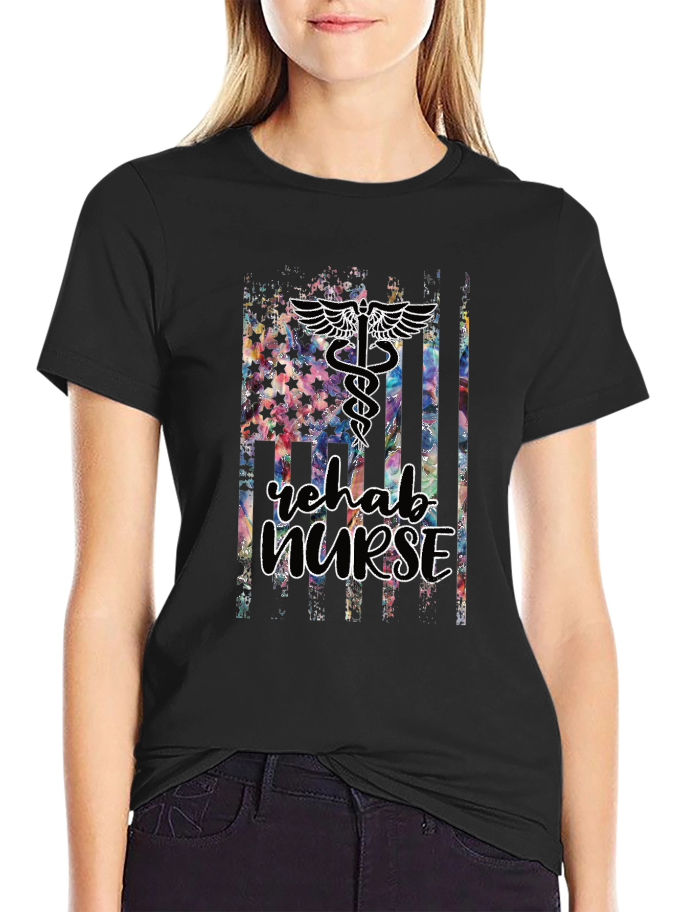 Rehab Nurse American Flag Tee - Nurse Apparel