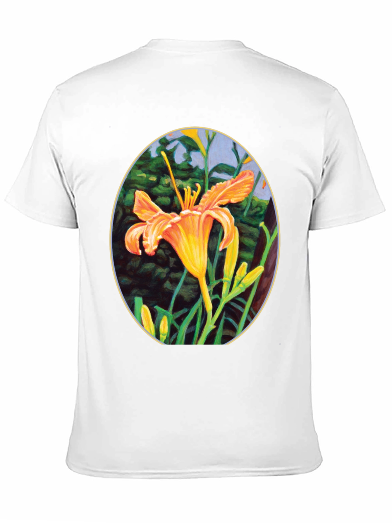 Floral Lily Graphic Tee - Black Crew Neck