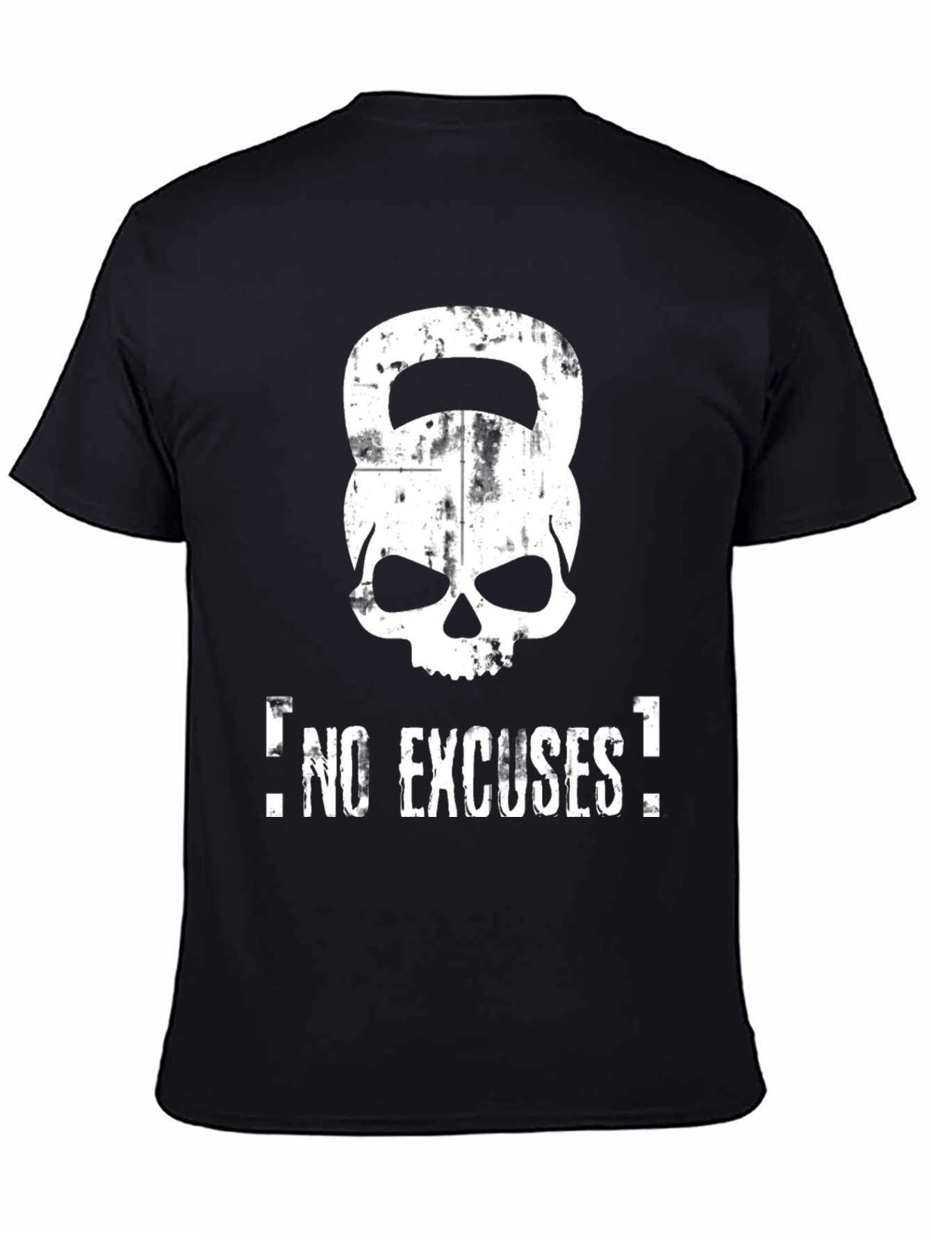 No Excuses Skull Kettlebell Black T-Shirt