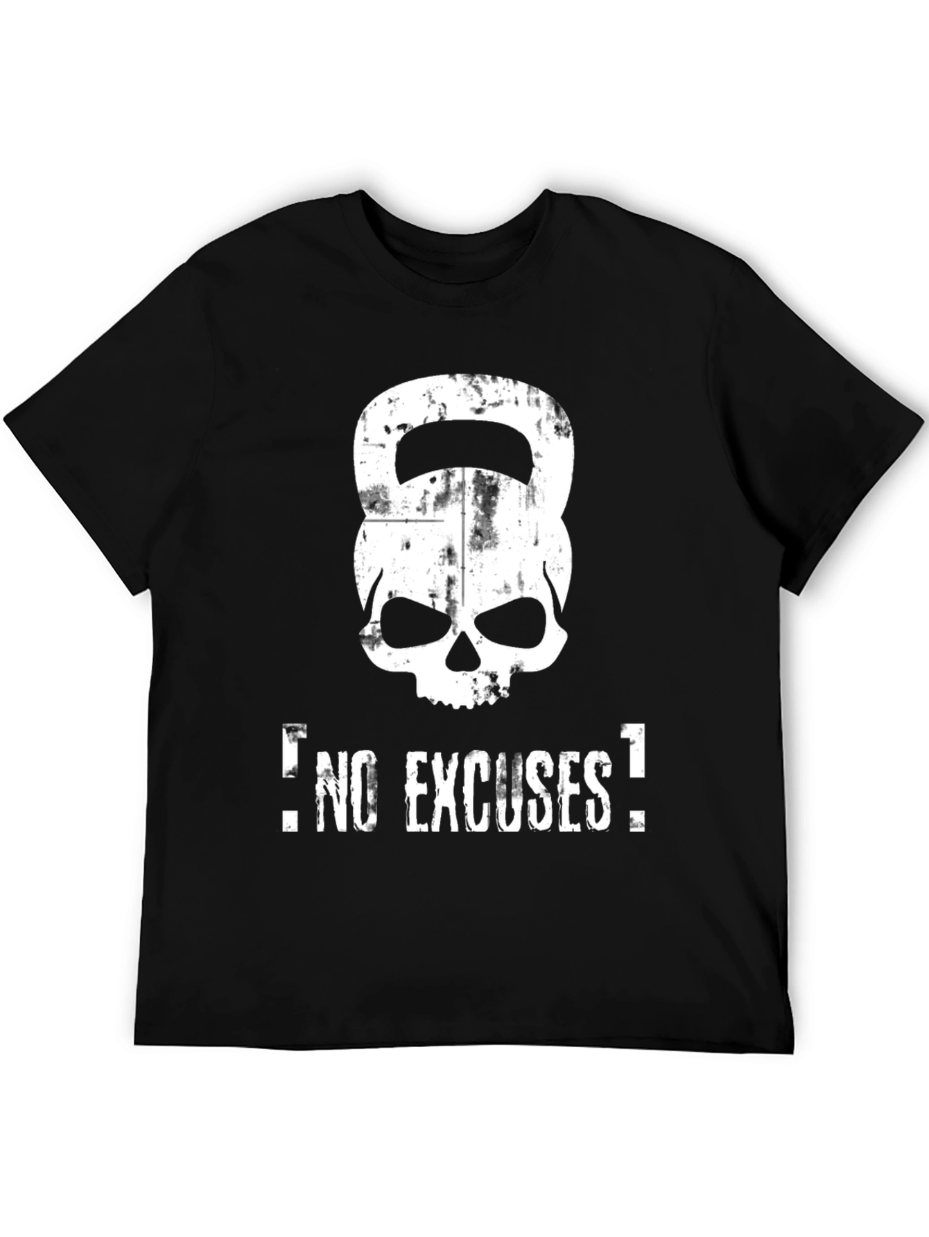 No Excuses Skull Kettlebell Black T-Shirt