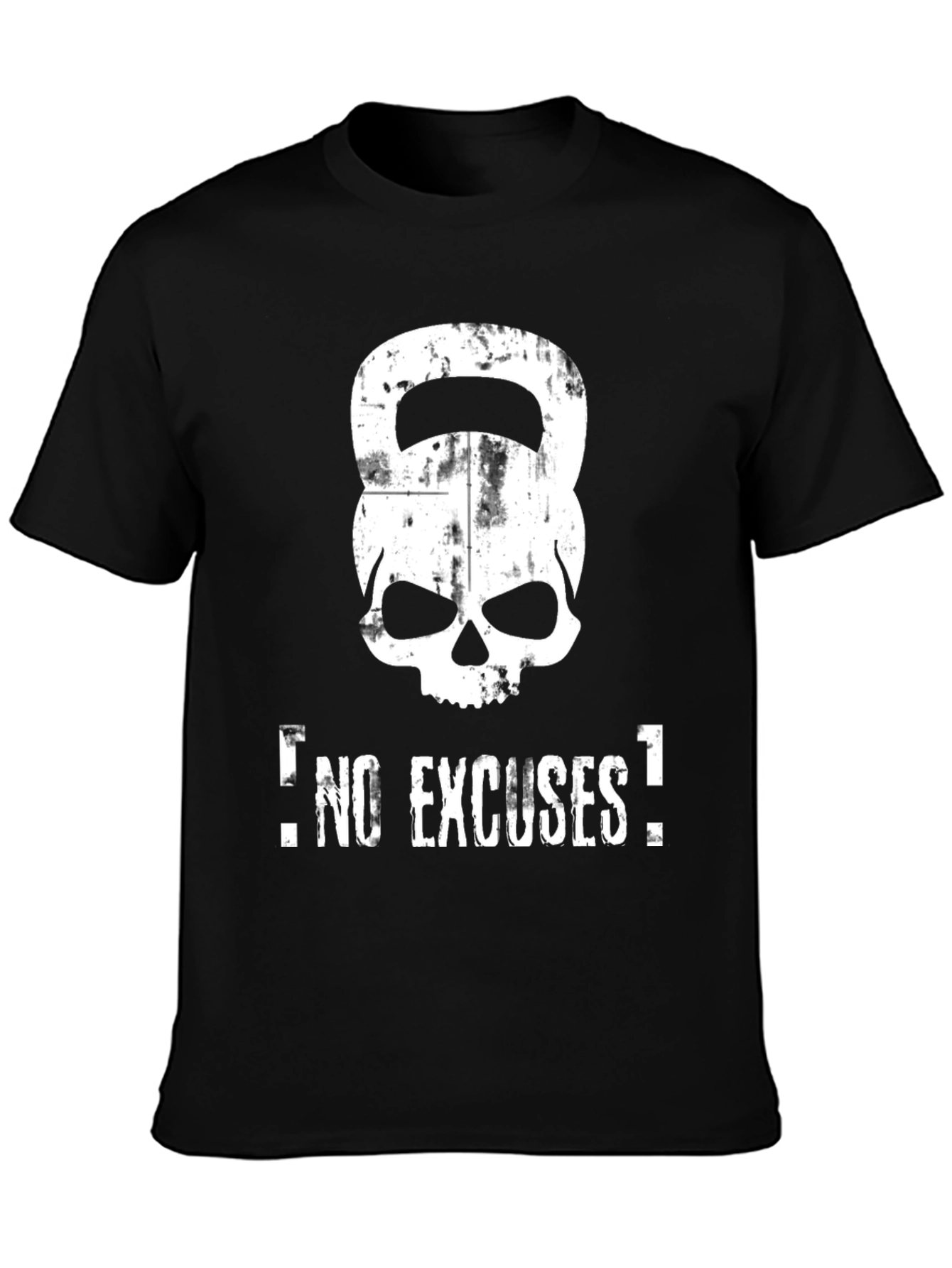 No Excuses Skull Kettlebell Black T-Shirt